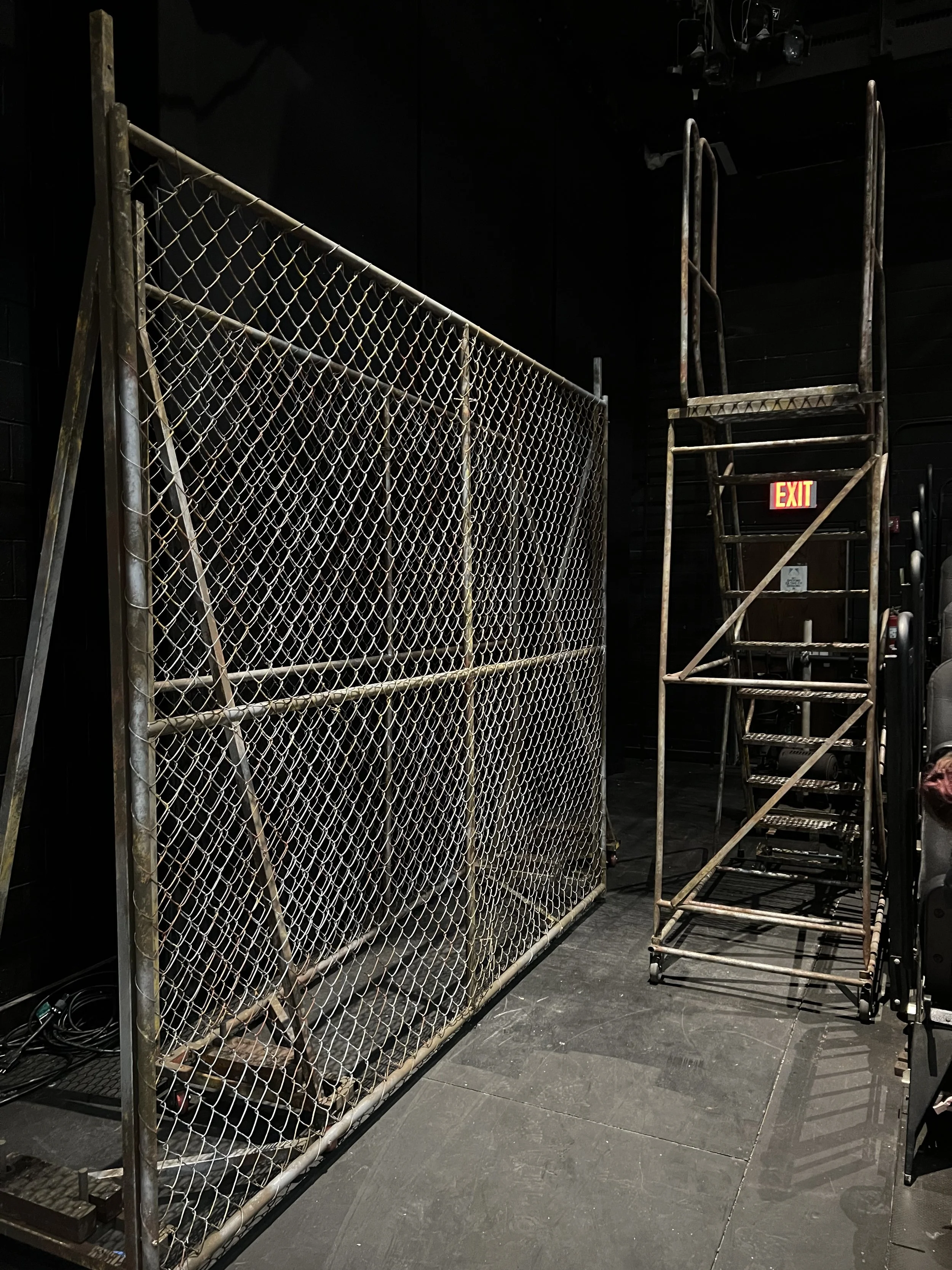 "Fidelio," painted faux rust on fences, Rosco supersat and Modern Masters