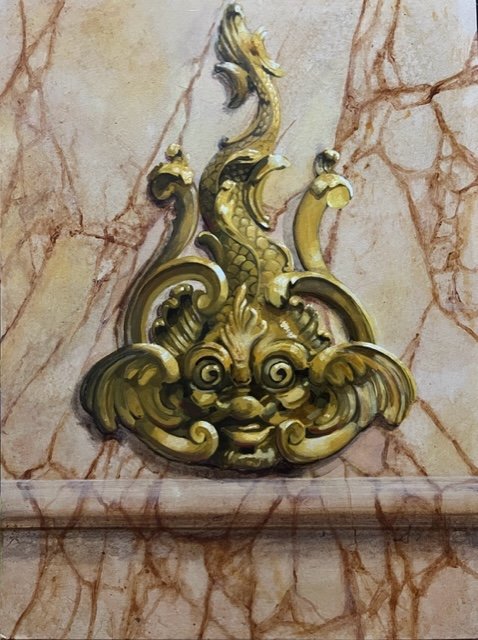 Marble and gold ornament sample