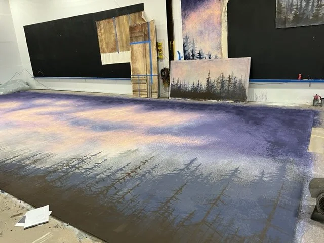  Scenic Artist, Infinite Scenic Shop, painted drop using Rosco Supersats and Off Broadway 