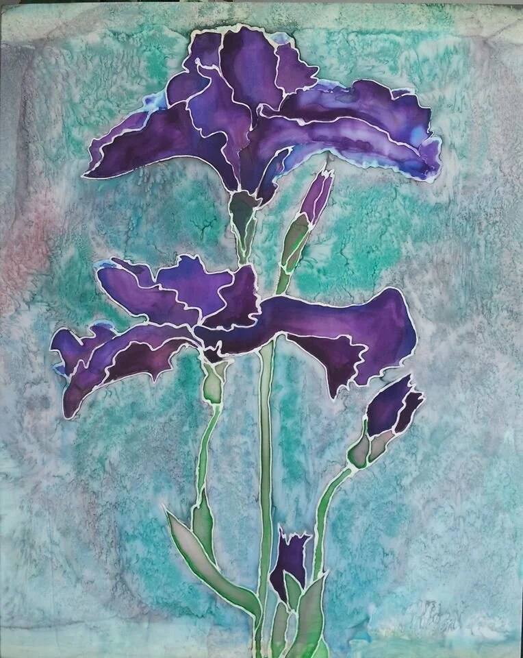 Bearded Iris Silk Hanging Mounted on Canvas 2003.jpg