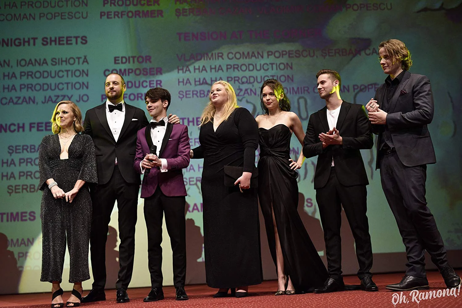 Bogdan with cast and crew at a preview screening of “Oh, Ramona!”.