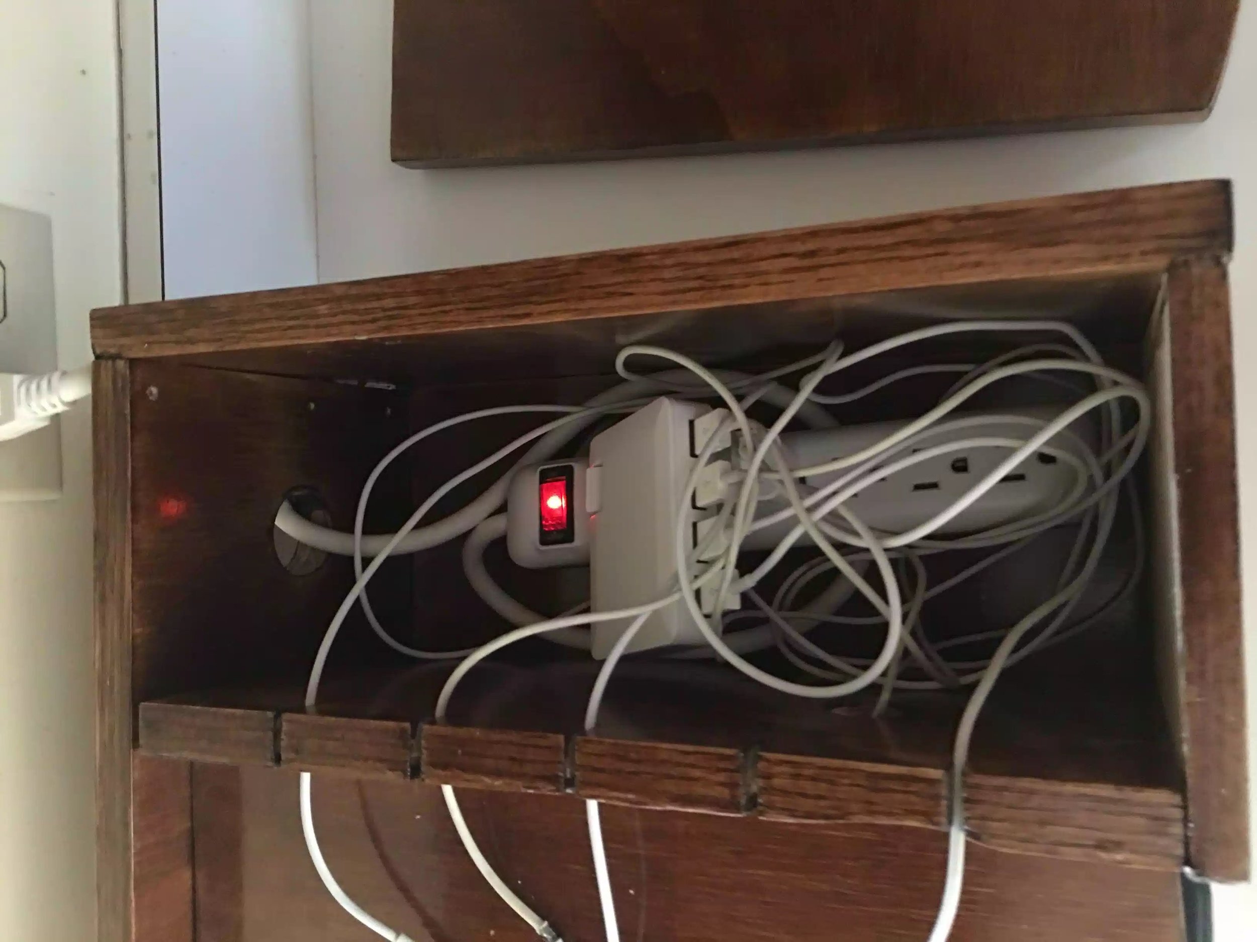 The power strip cavity is a mess, put you cant see it and thats ok!!!
