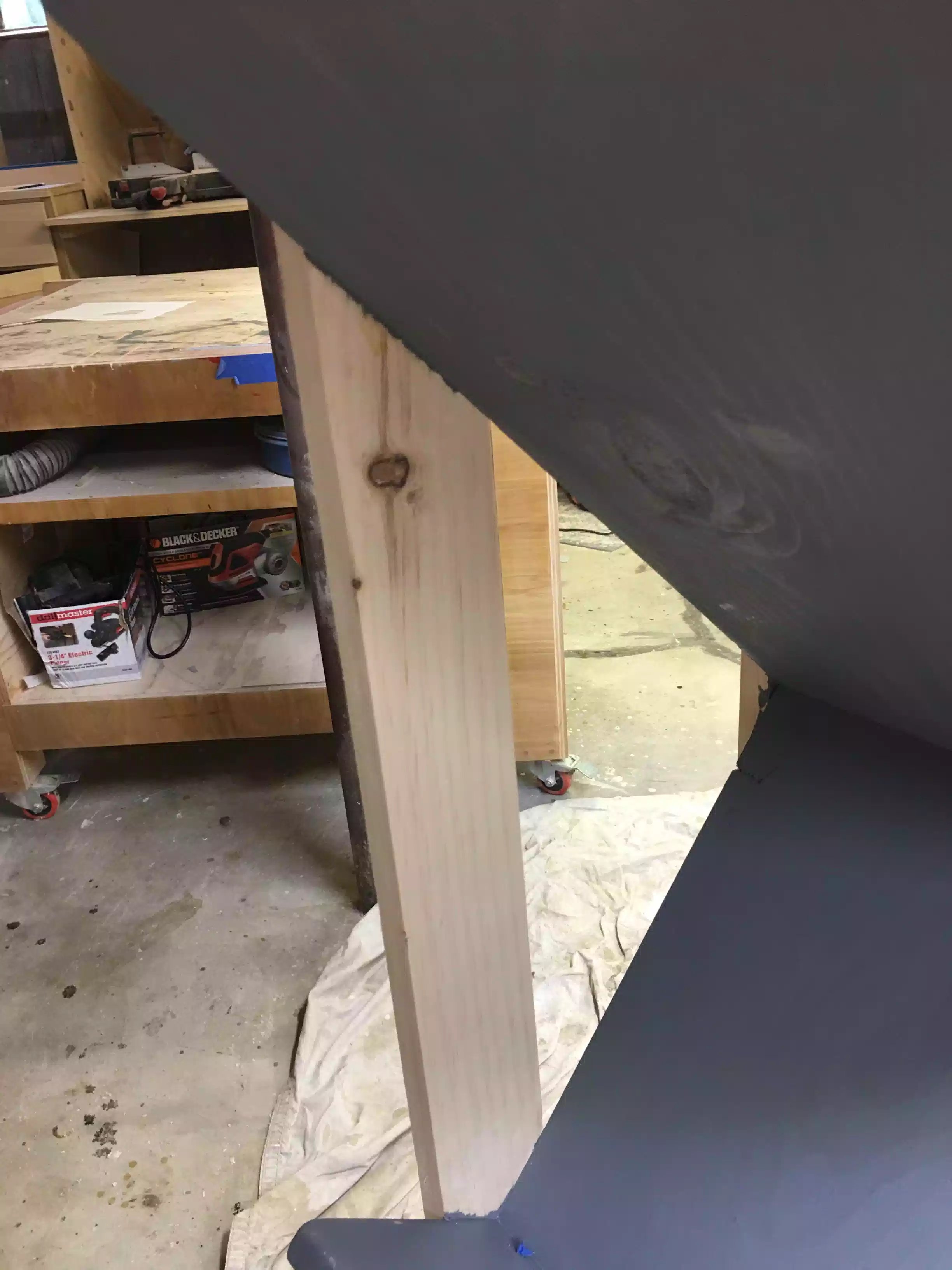 As you can see the stain lines are not very crisp, I needed to clean this up. I cleaned It up a lot but in the future I will be staying away from staining like this, especially with pine because it is famous for blotchiness.