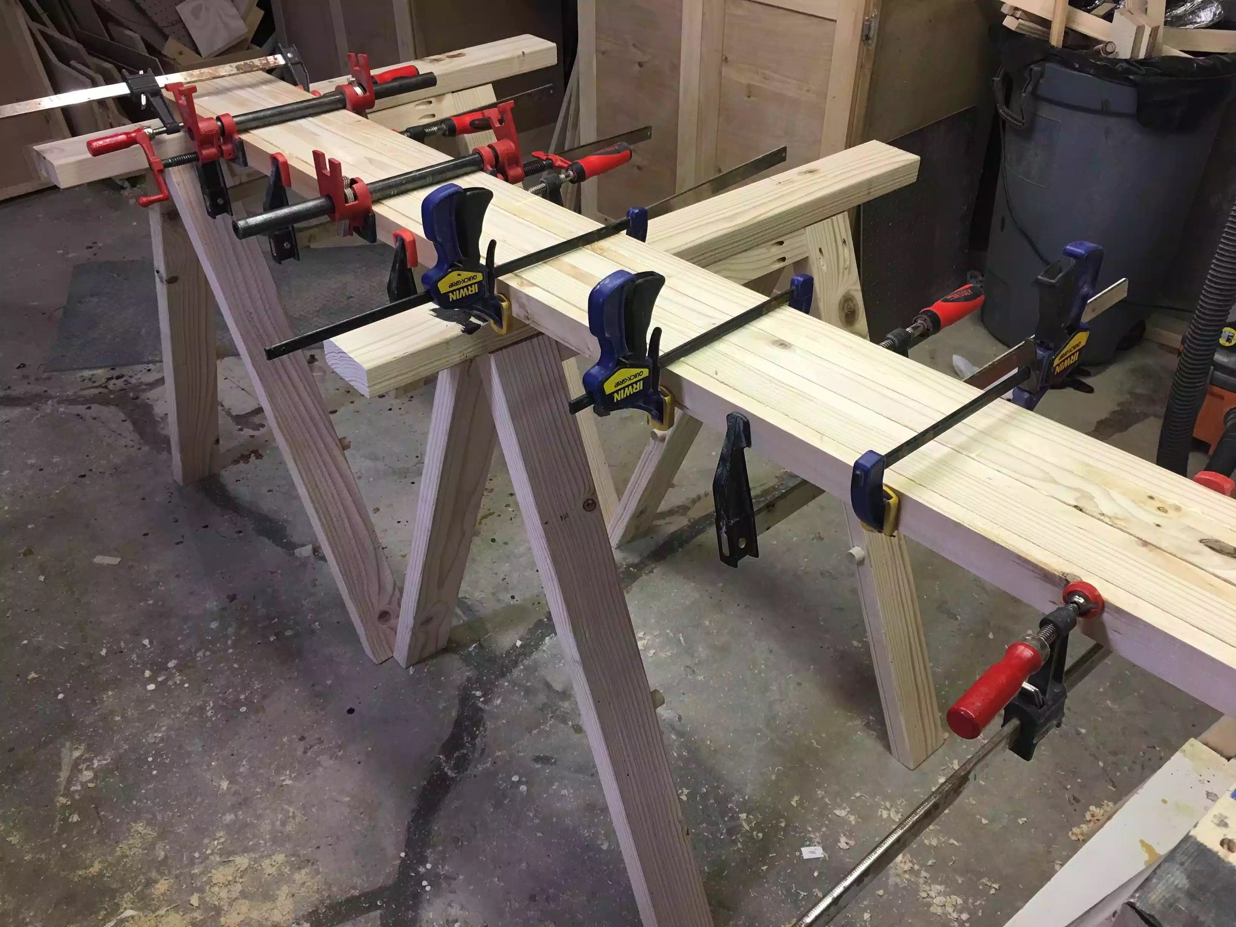 Here is another angle of the glue-ups.. glad I made those extra saw horses.