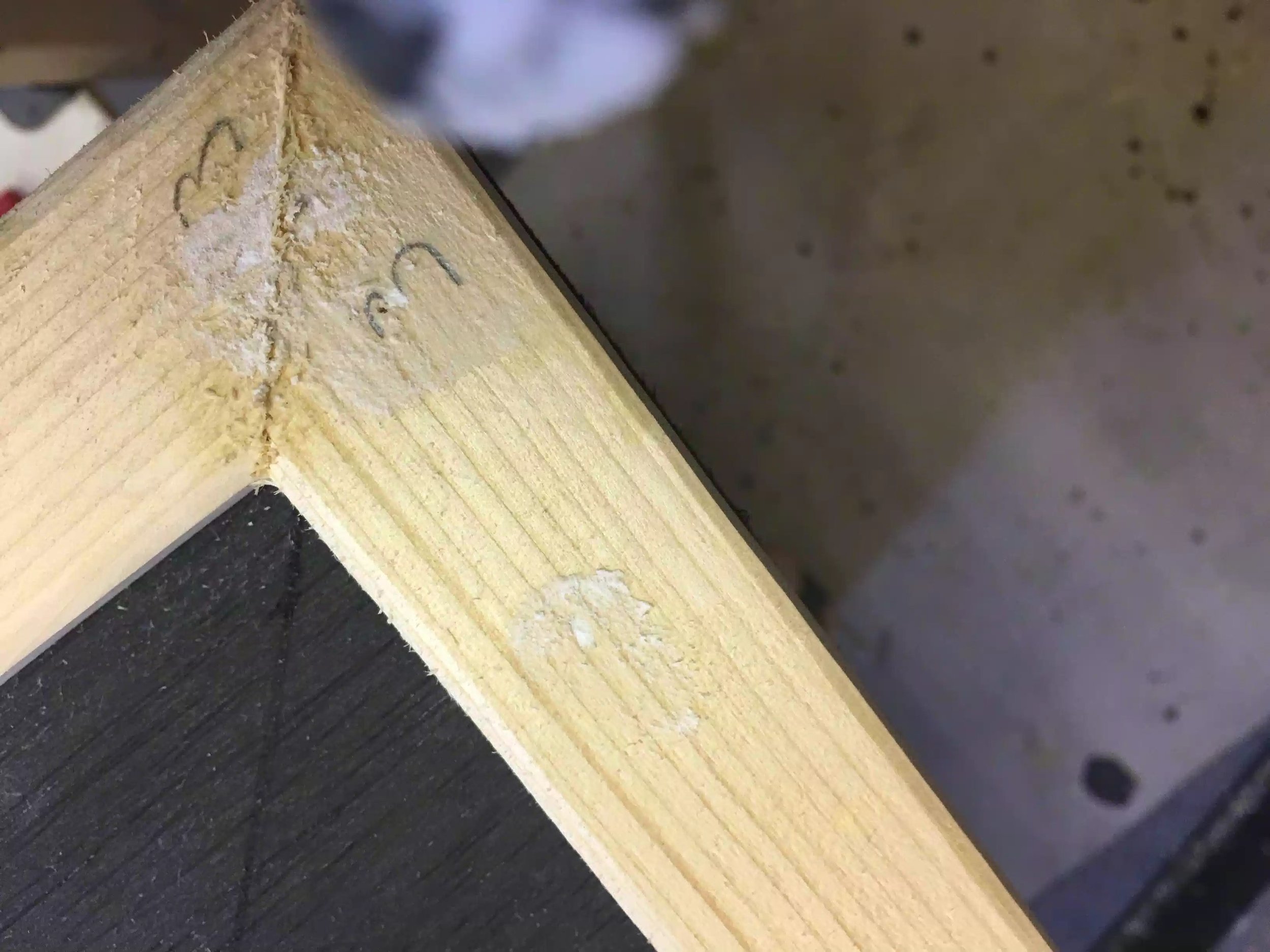 Here is a before picture of the mitered joint