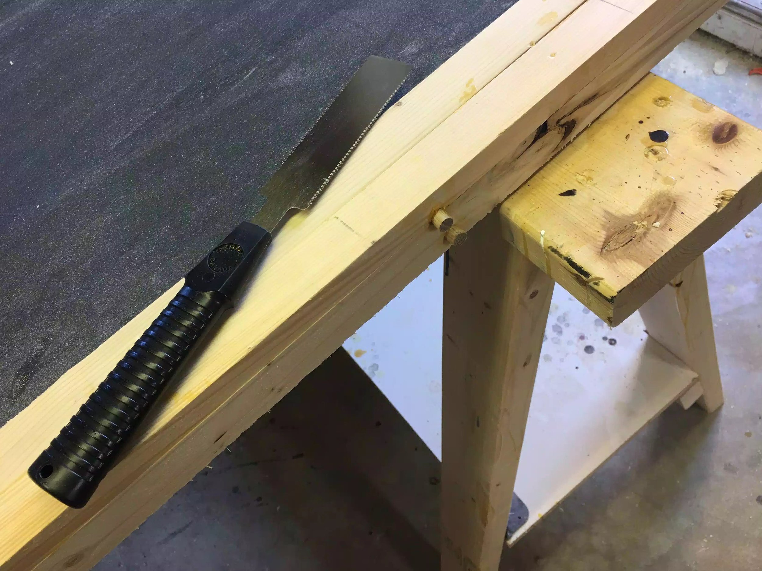 Here you can see my flush trim saw and the proud plugs.