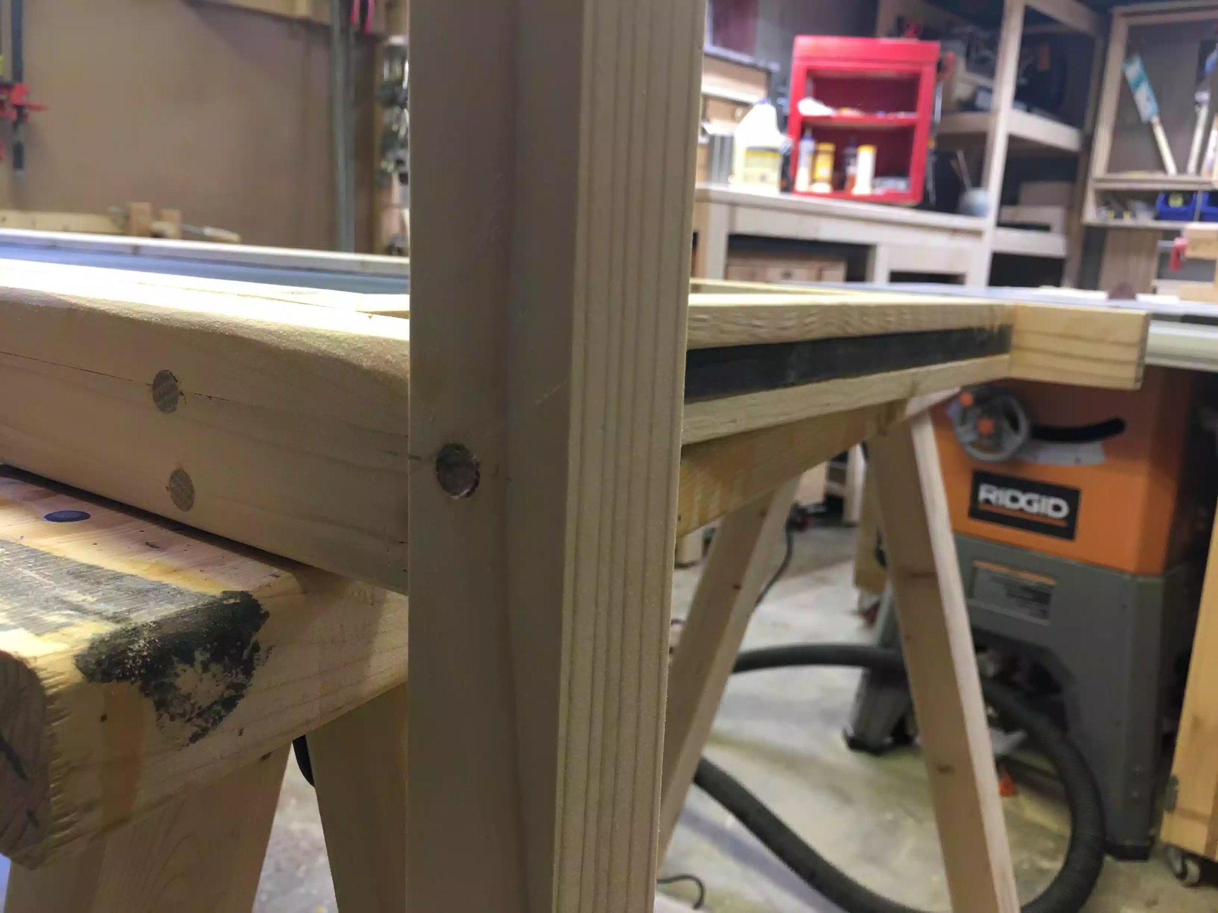 Here is the dowel flush trimmed , all that was needed now was to add clamping pressure.