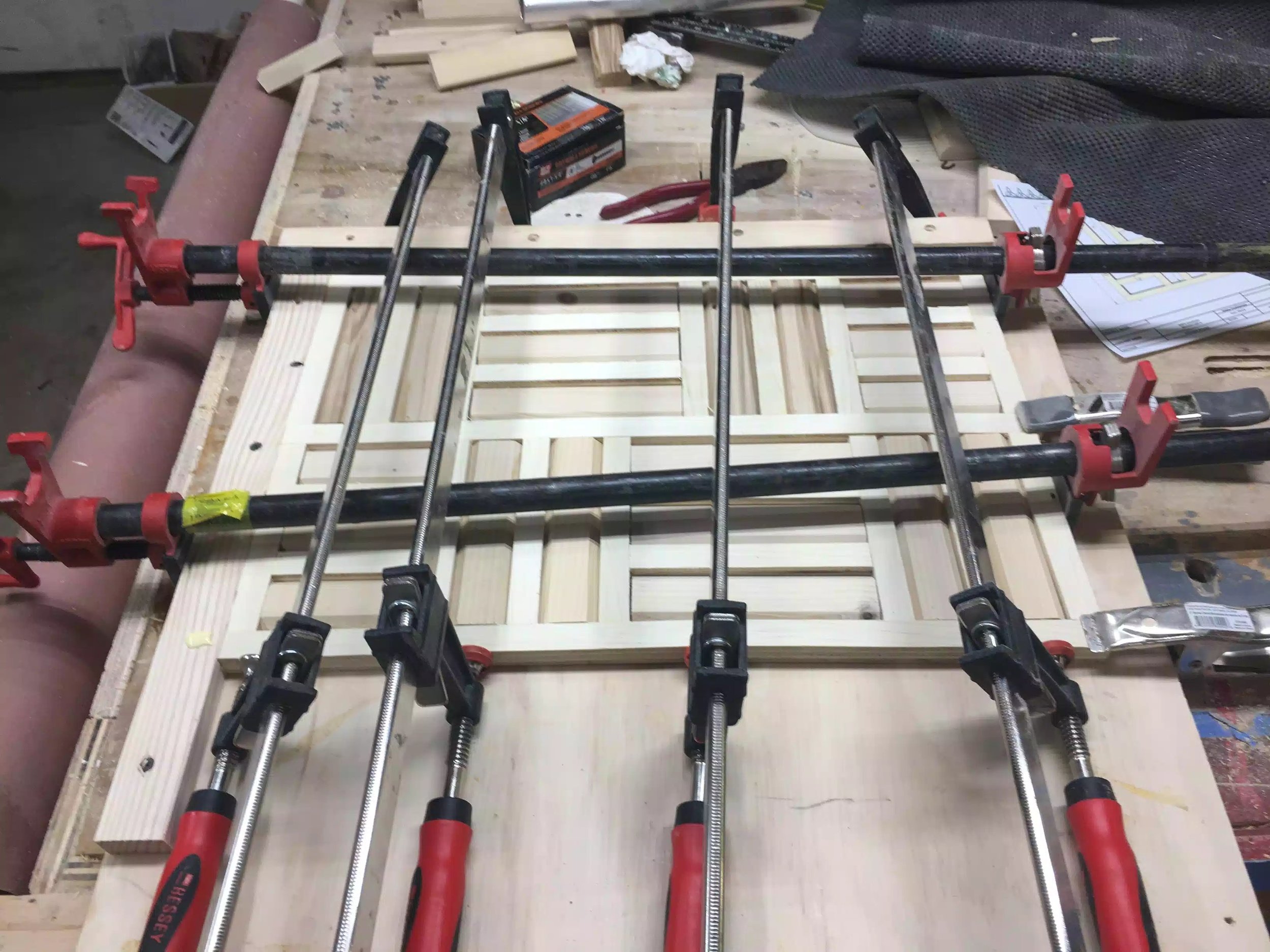 I just used clamps and glue to keep this all together.
