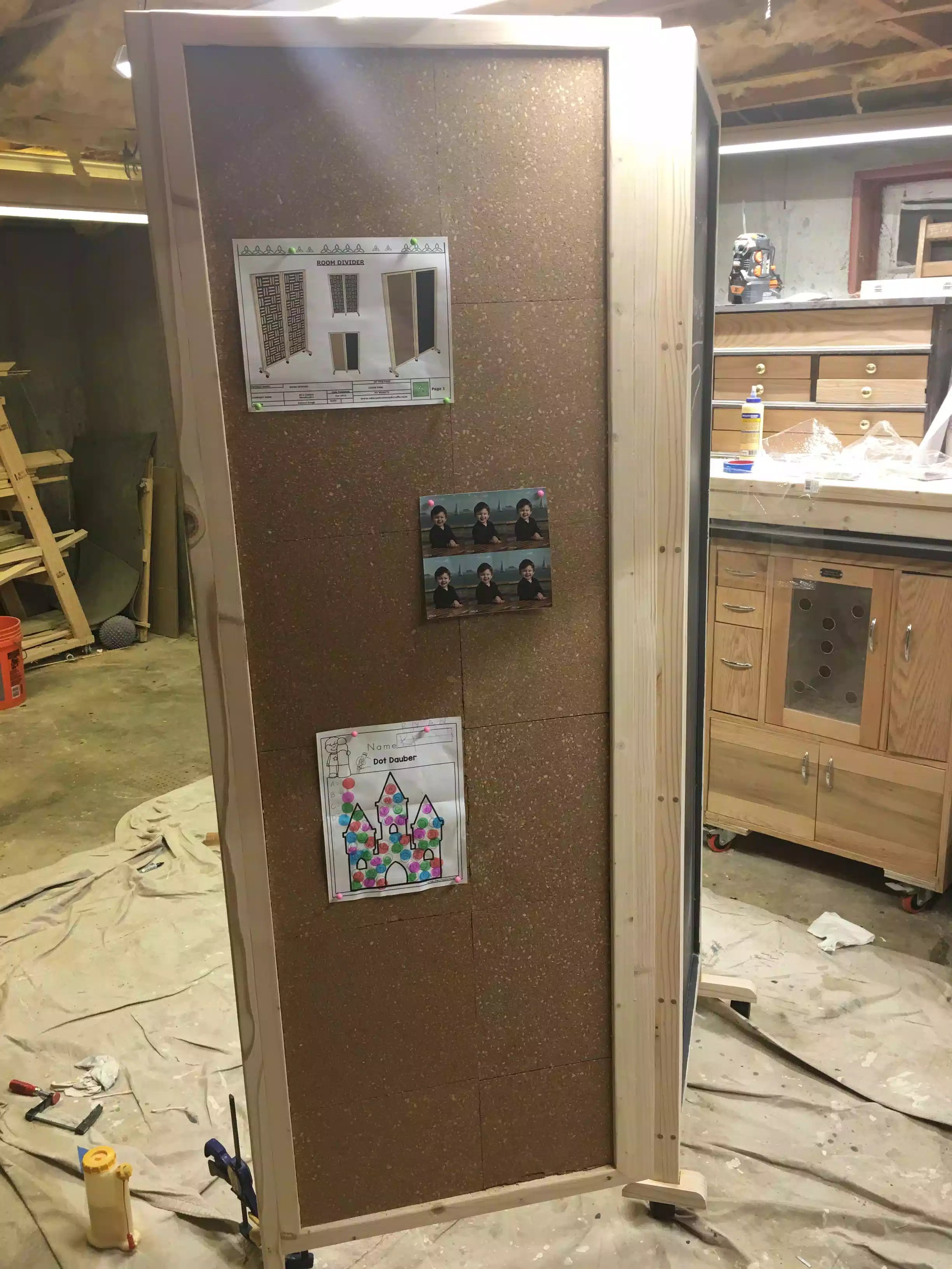 Close up of the cork board panel