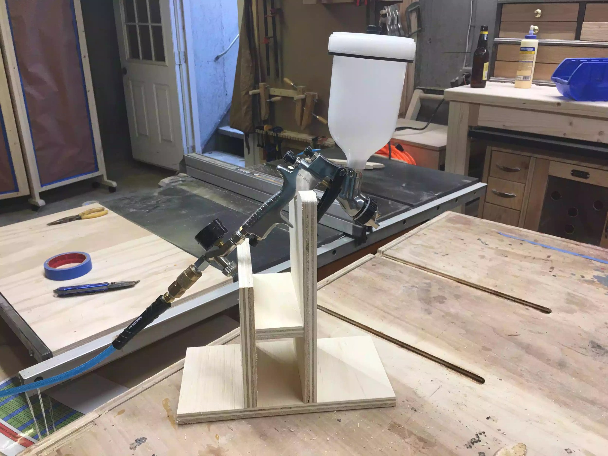 Here it is, it holds the sprayer in place and allows me access to the hopper.