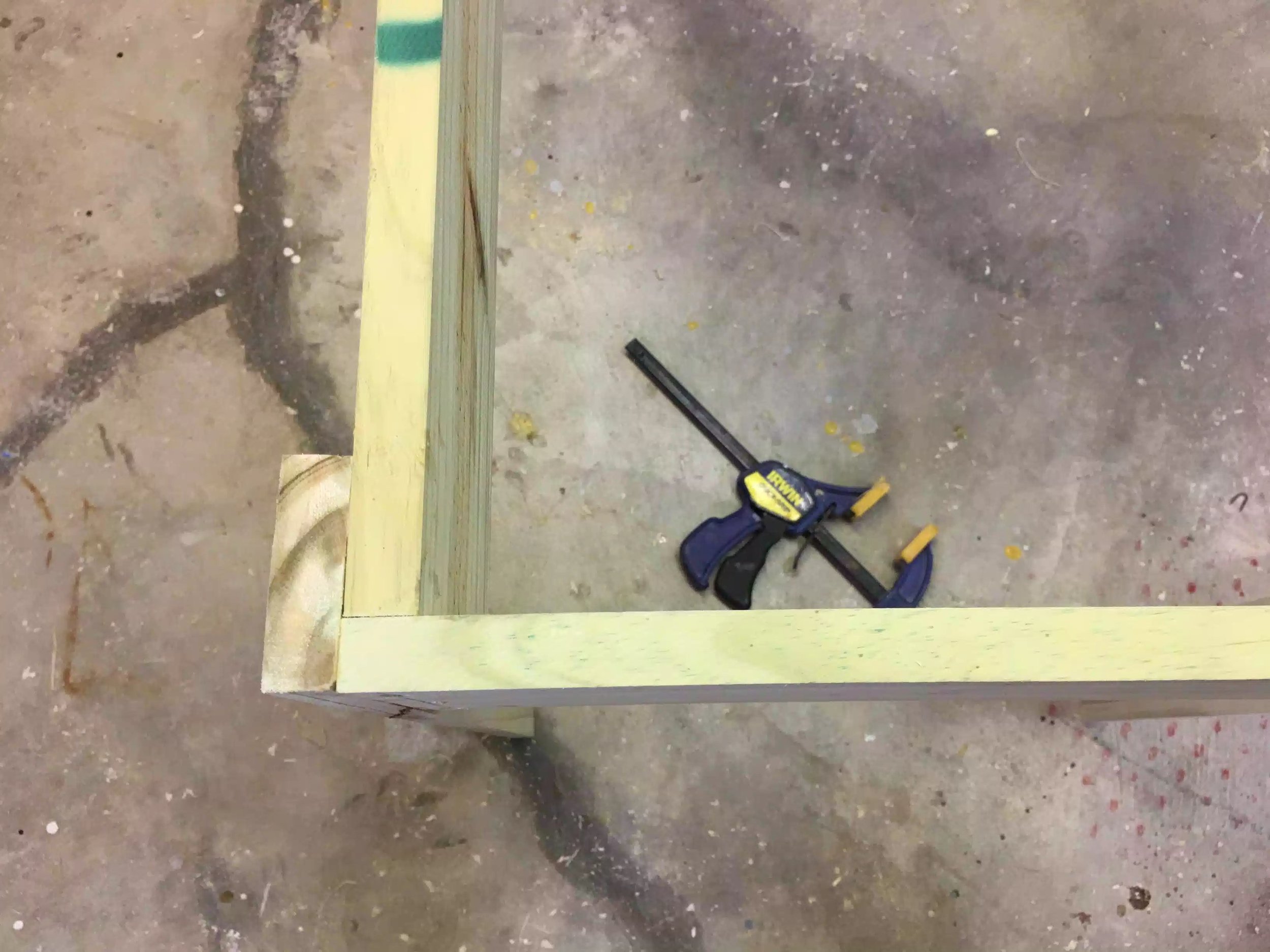 Here is what the leg assemblies look like from above them, I am very seriously thinking about rounding these edges over with a router so as that he doesn't hurt himself 