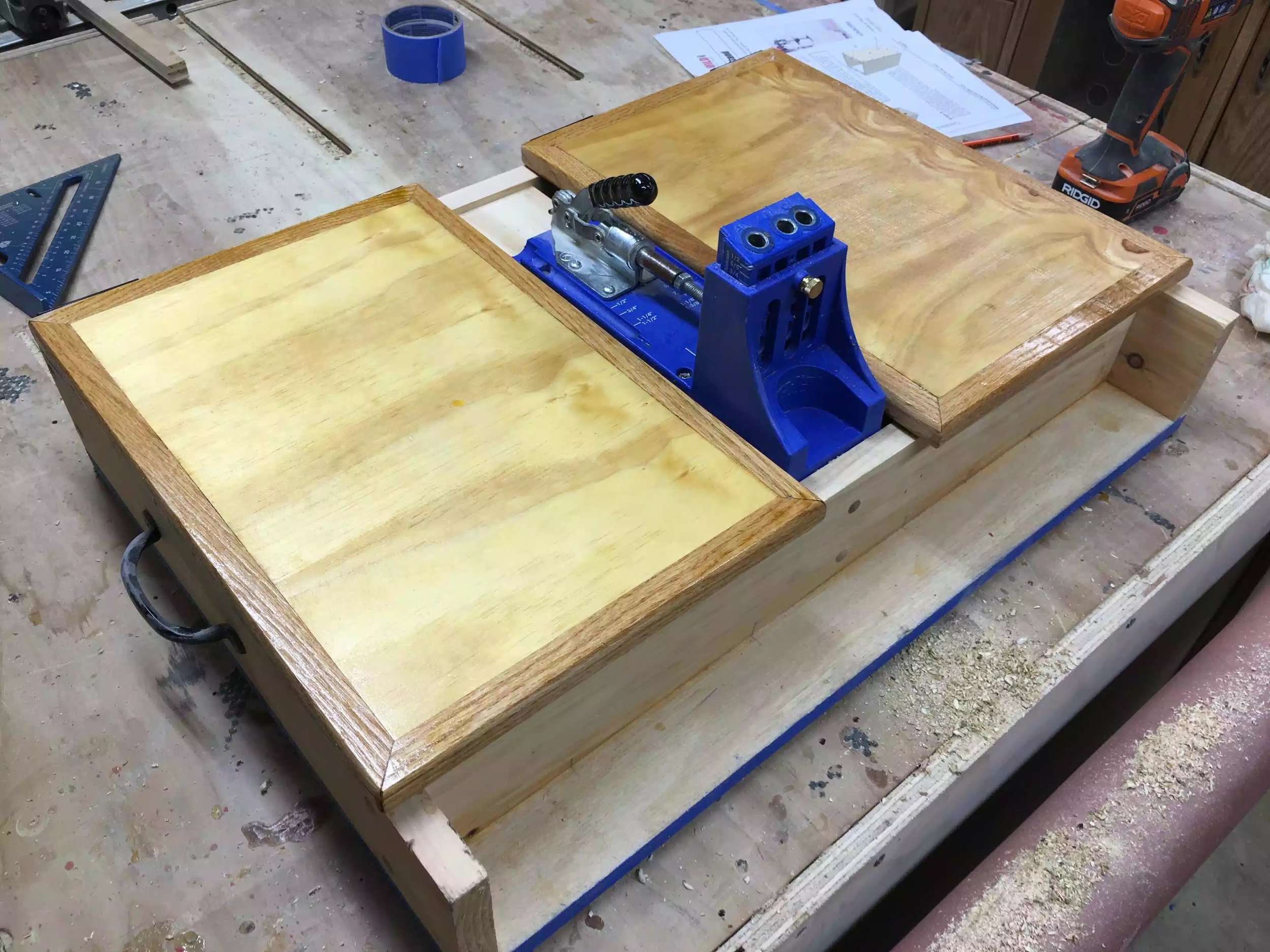 Here is another angle of the pocket hole station, its very important that every tool has its place.