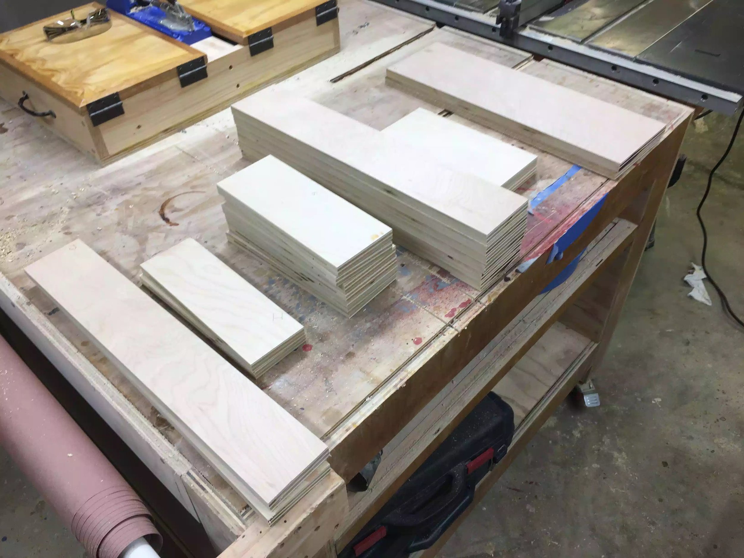Another view of the drawer parts cut to size 