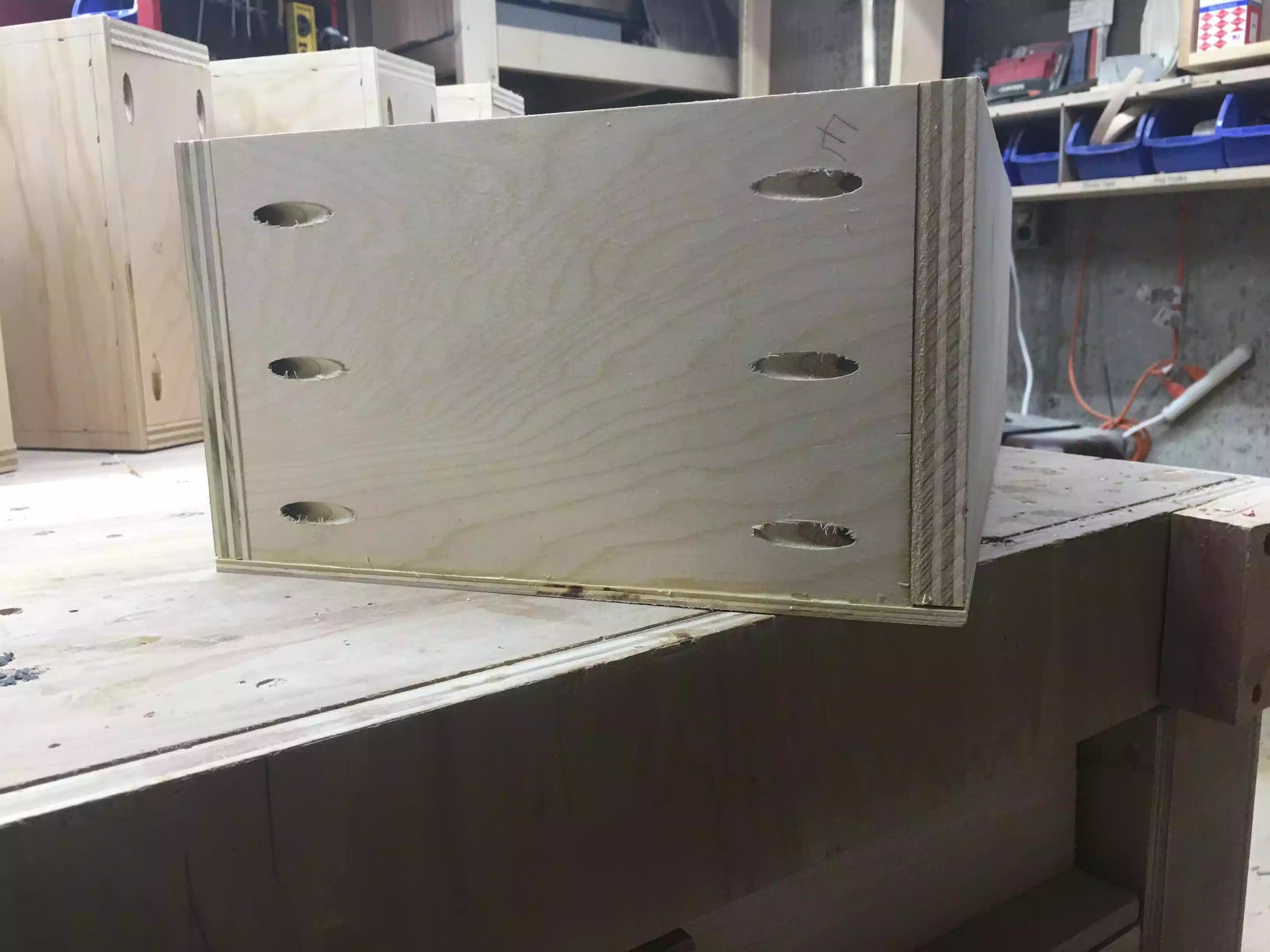 BEFORE picture, this is the drawer base before I added the chamfer.