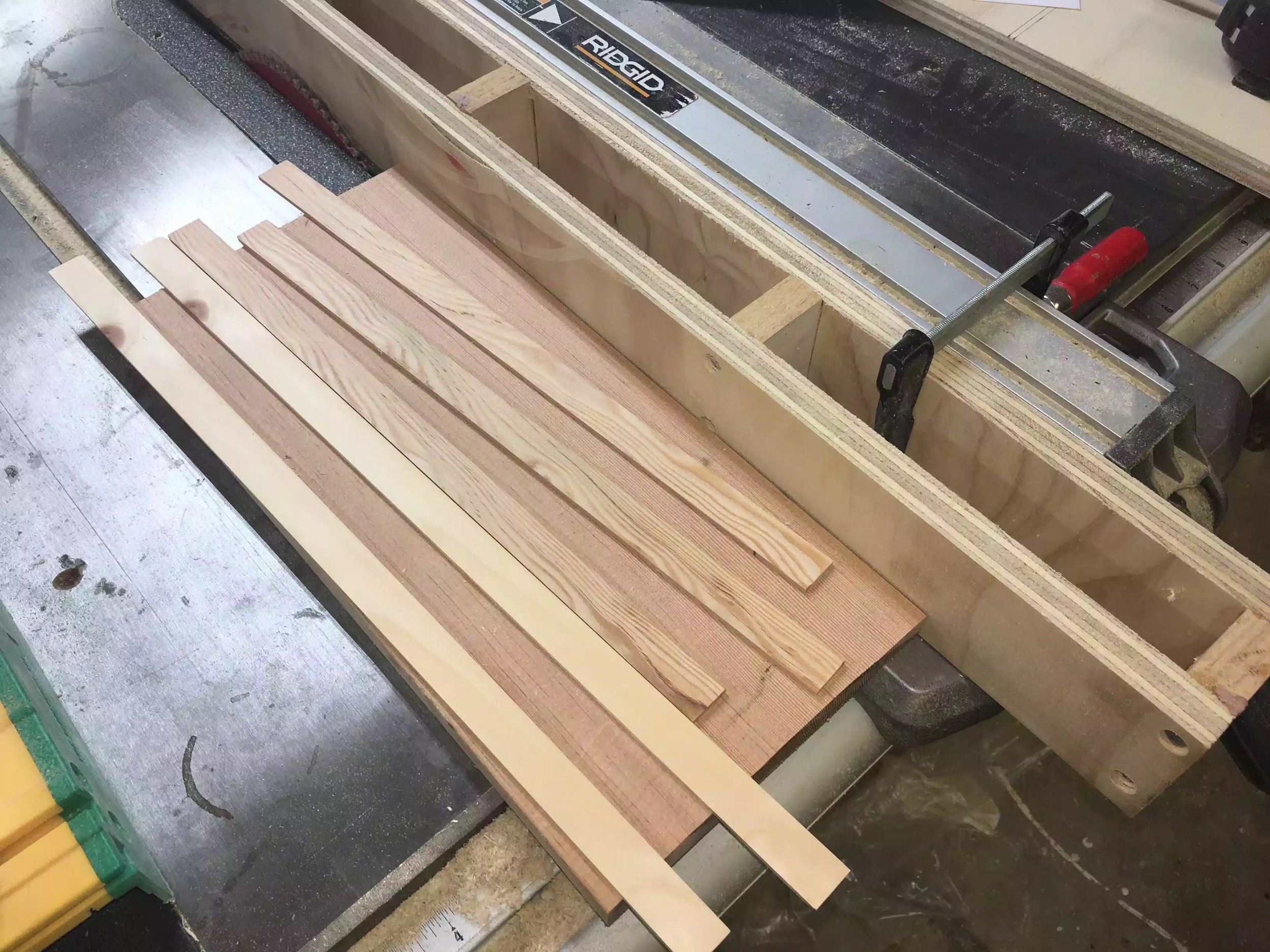 Here is the 1/8" thick strips that I made, I need these as spacers between the drawer false fronts.