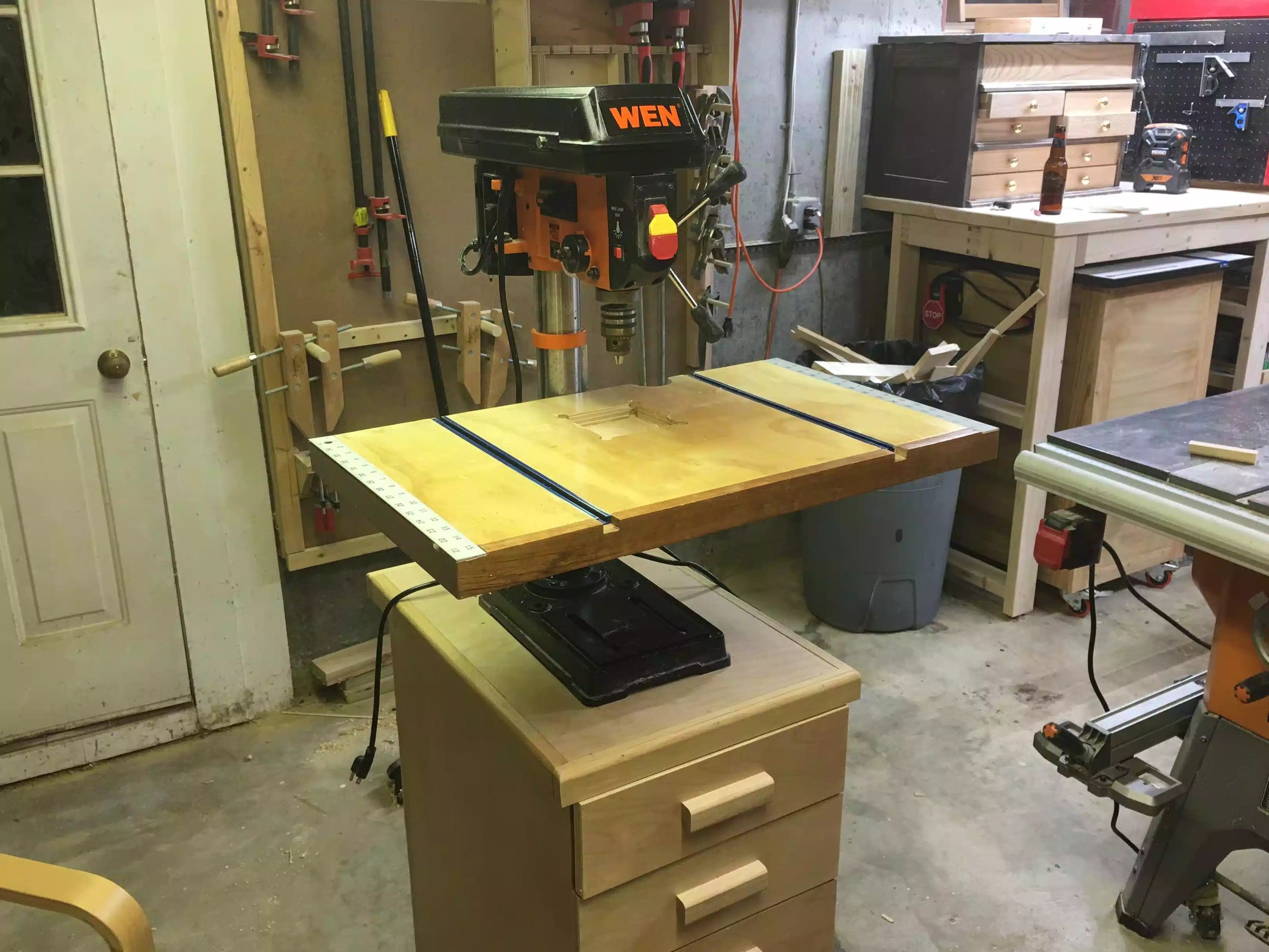 Here is my drill press in its new home, I also made a the drill press table in a previous project.