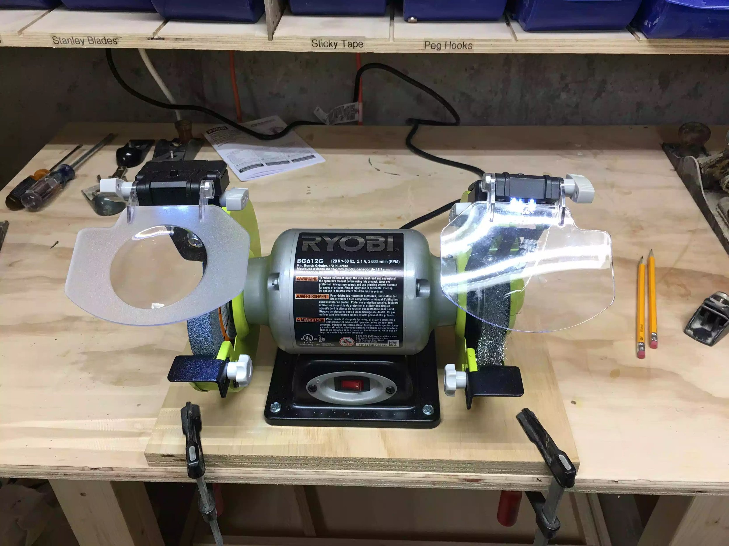 Grinder all set up and ready for use. You can see the wire brush on the right side of the grinder. I got to admit for $45 this grinder is impressive and up-to most tasks that I would ever need it for.