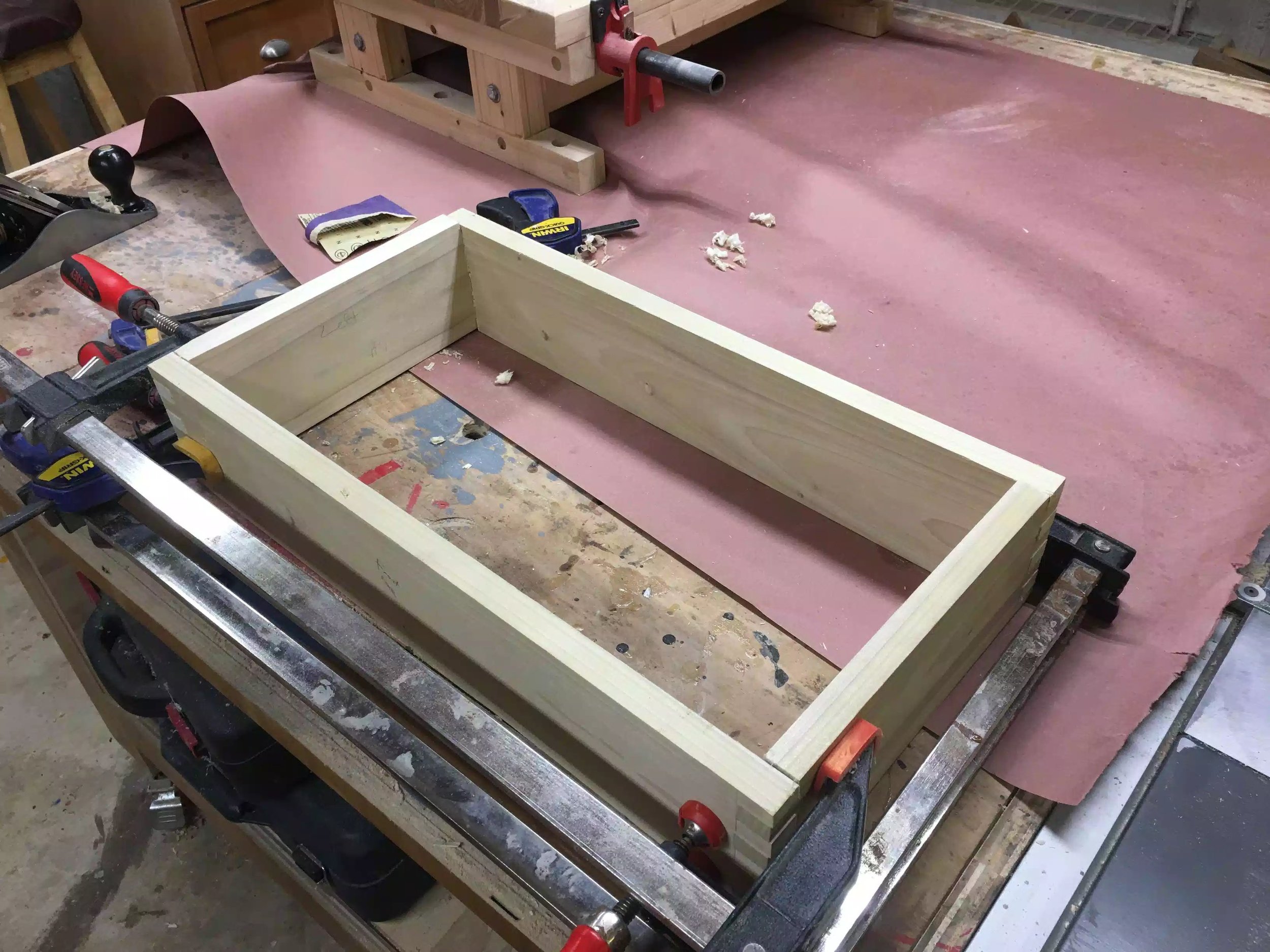 Here is me doing a dry assembly no glue yet because there are a few more steps before I glue it up.