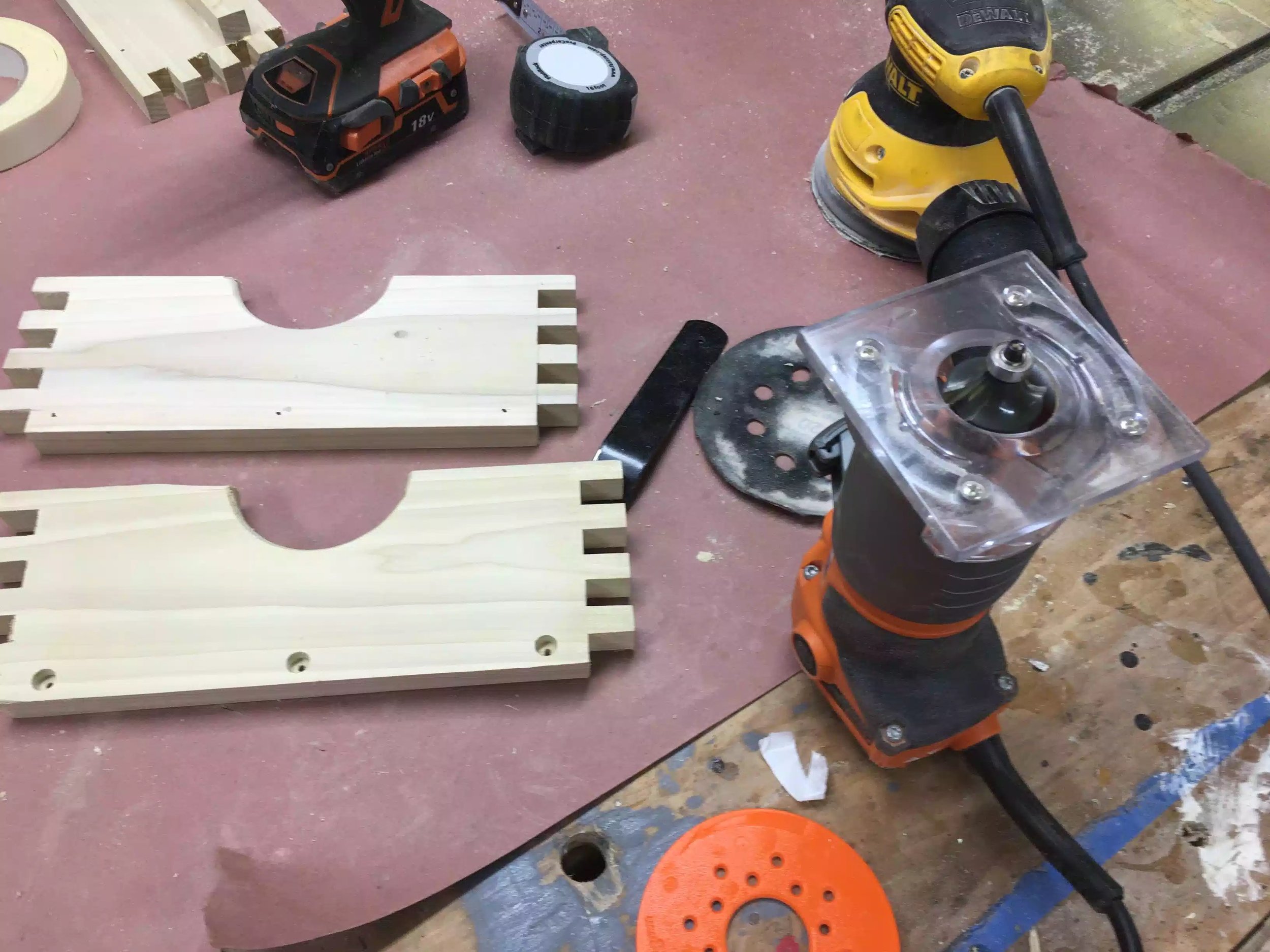 I am using my palm router to add a 1/4” round-over to the cut outs and all the splinters were gone, in hind-sight I should of used a backer board to the left & right sides of the cut out because that wood was not supported when the router left the cut I had some tear-out but nothing that cant be fixed with some sanding.