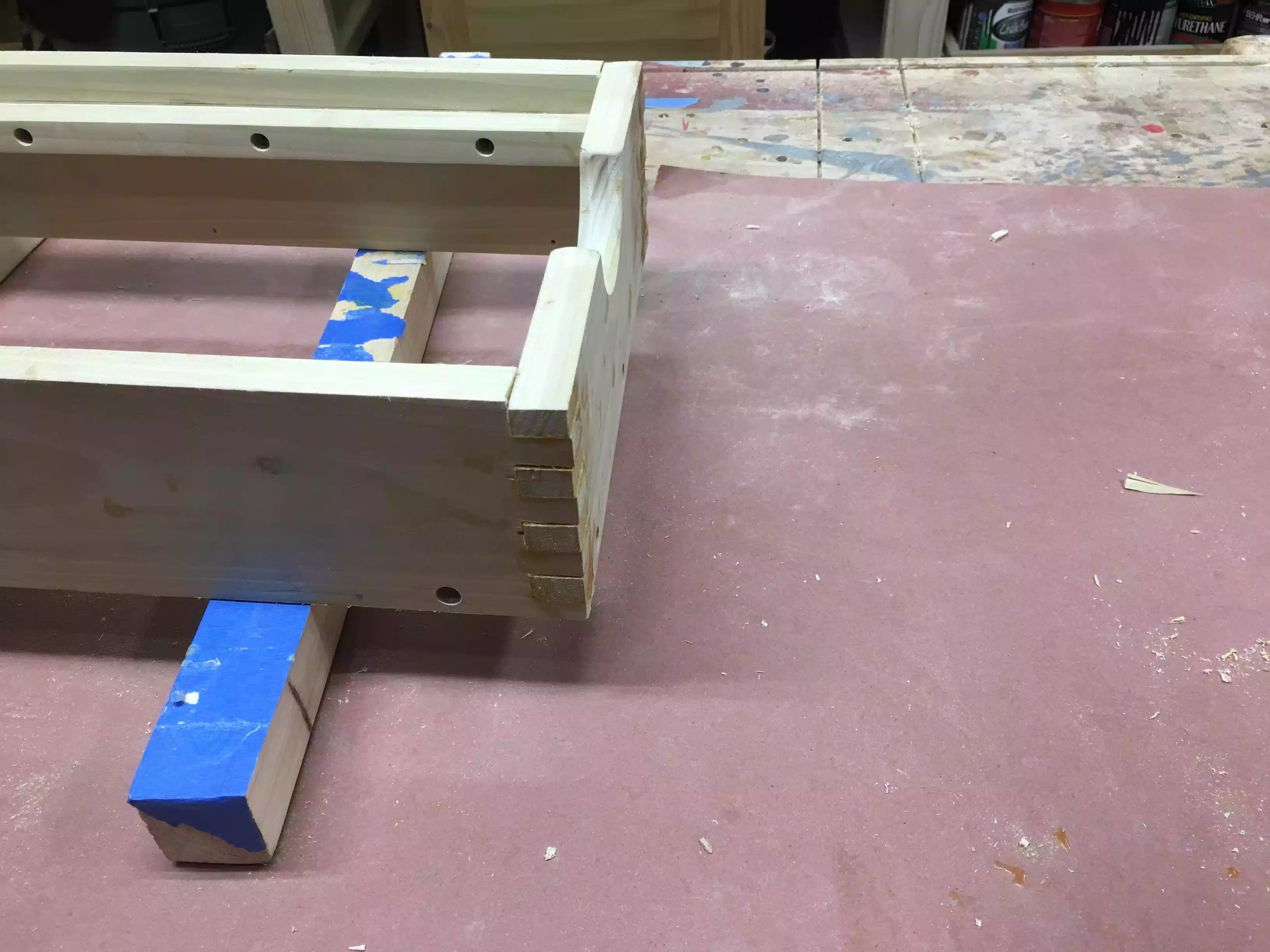 This picture shows the state of the piece after removing the clamps but before sanding it down.