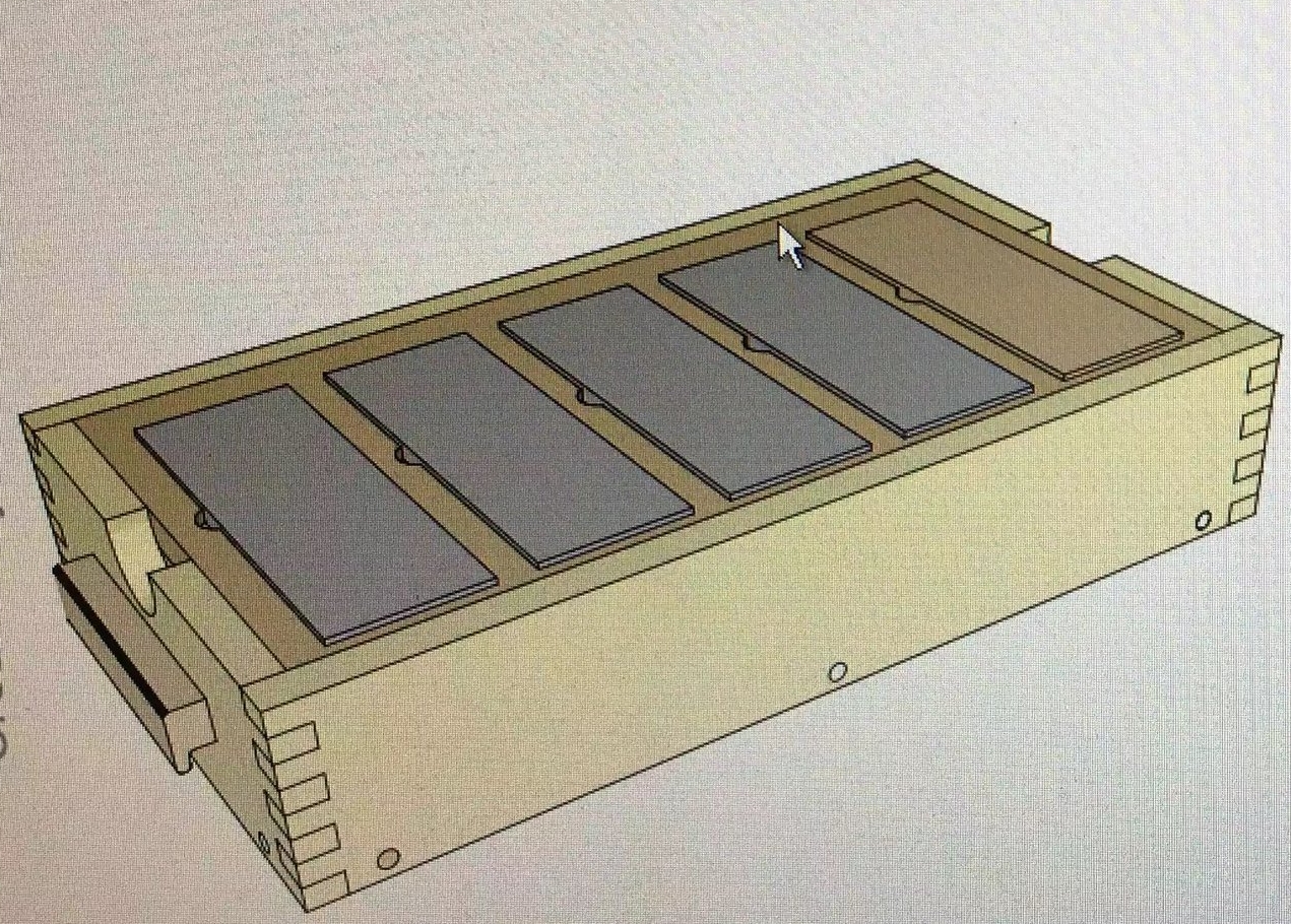3D rendering of the sharpening station.