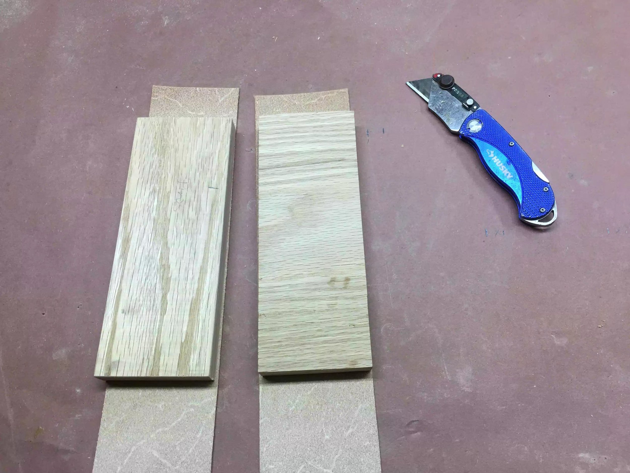 Next I cut the leather to size using a box cutter.