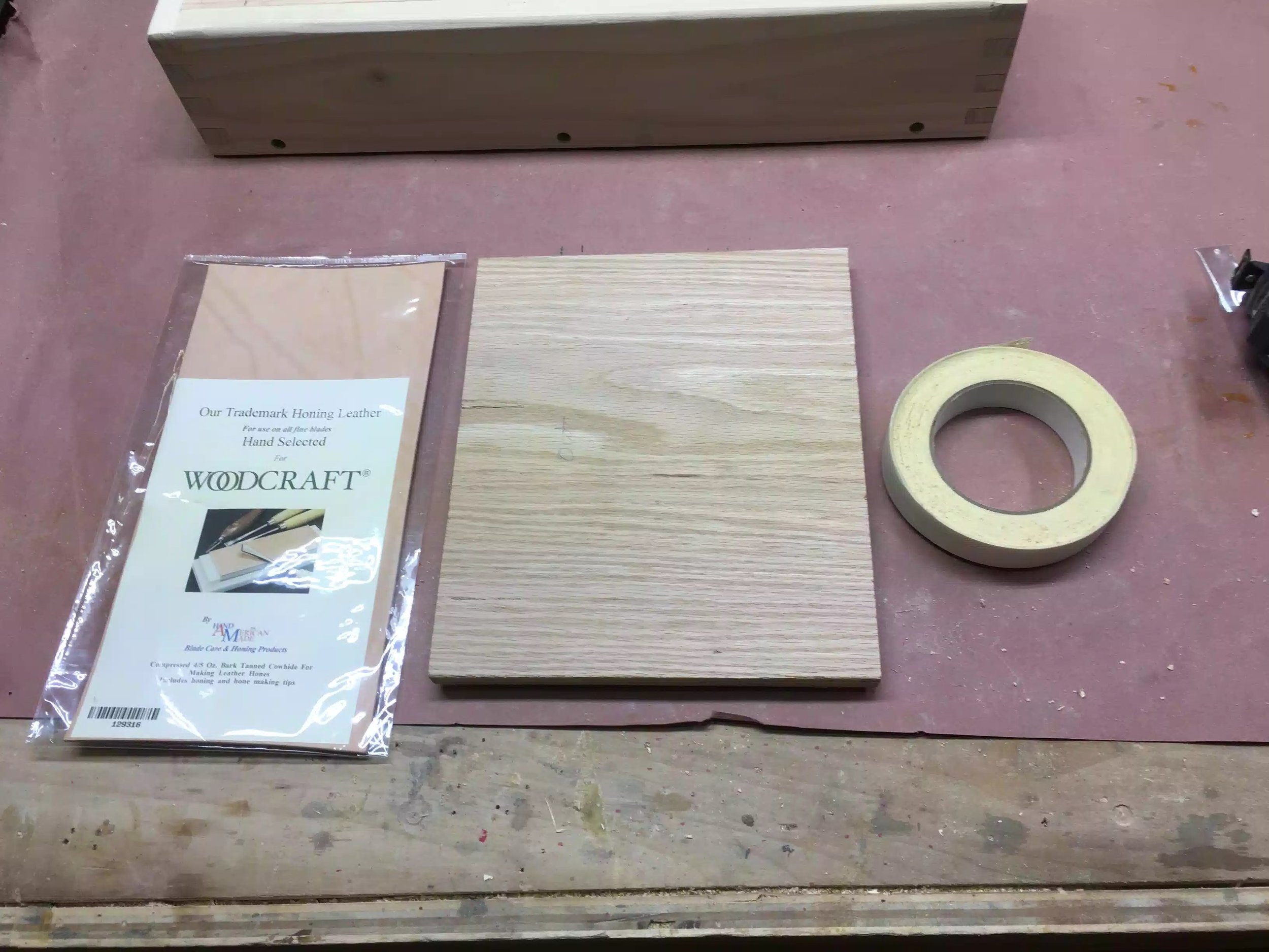 Here is the honing leather and honing compound that I used, you can find more details on woodcraft, just click the links. But here is all the materials I needed to make the strop’s.