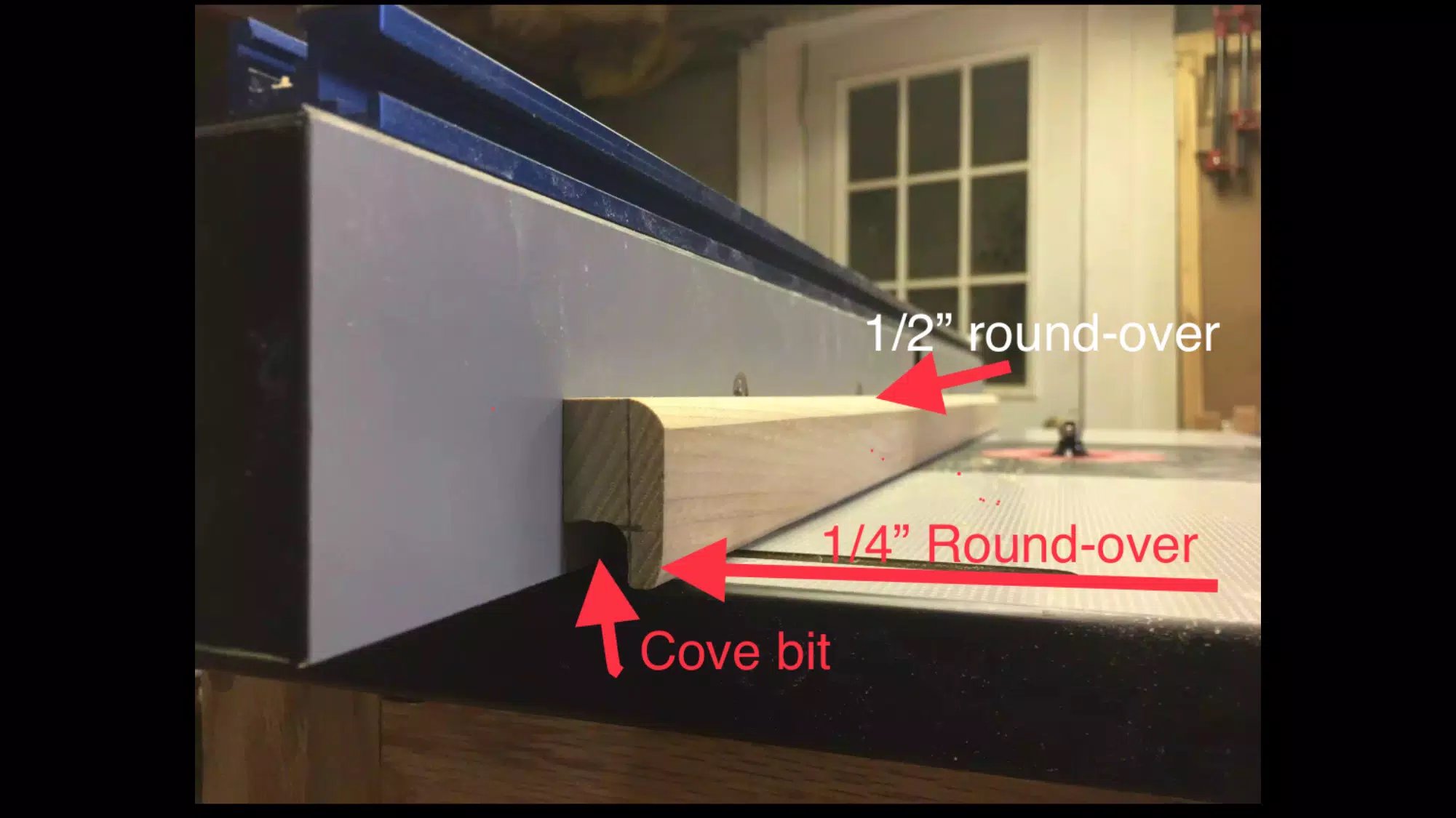 Here is a layout of what router bits and where I used them.