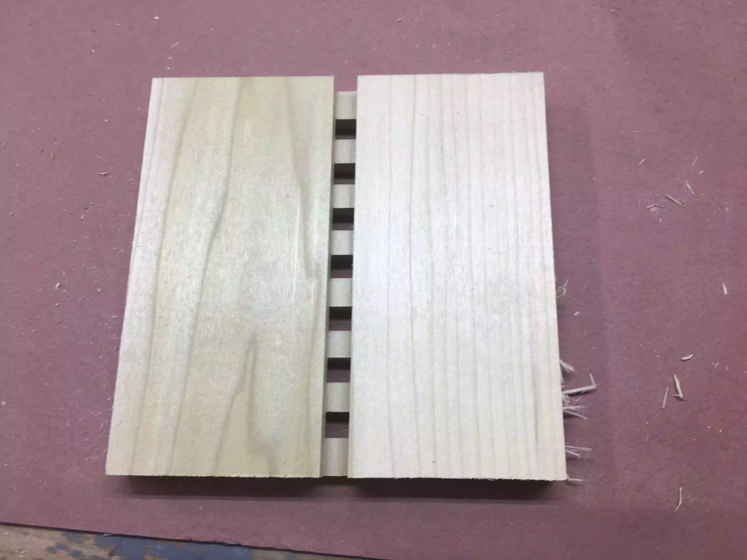 Waffle pattern coming to life after cutting the center groove.