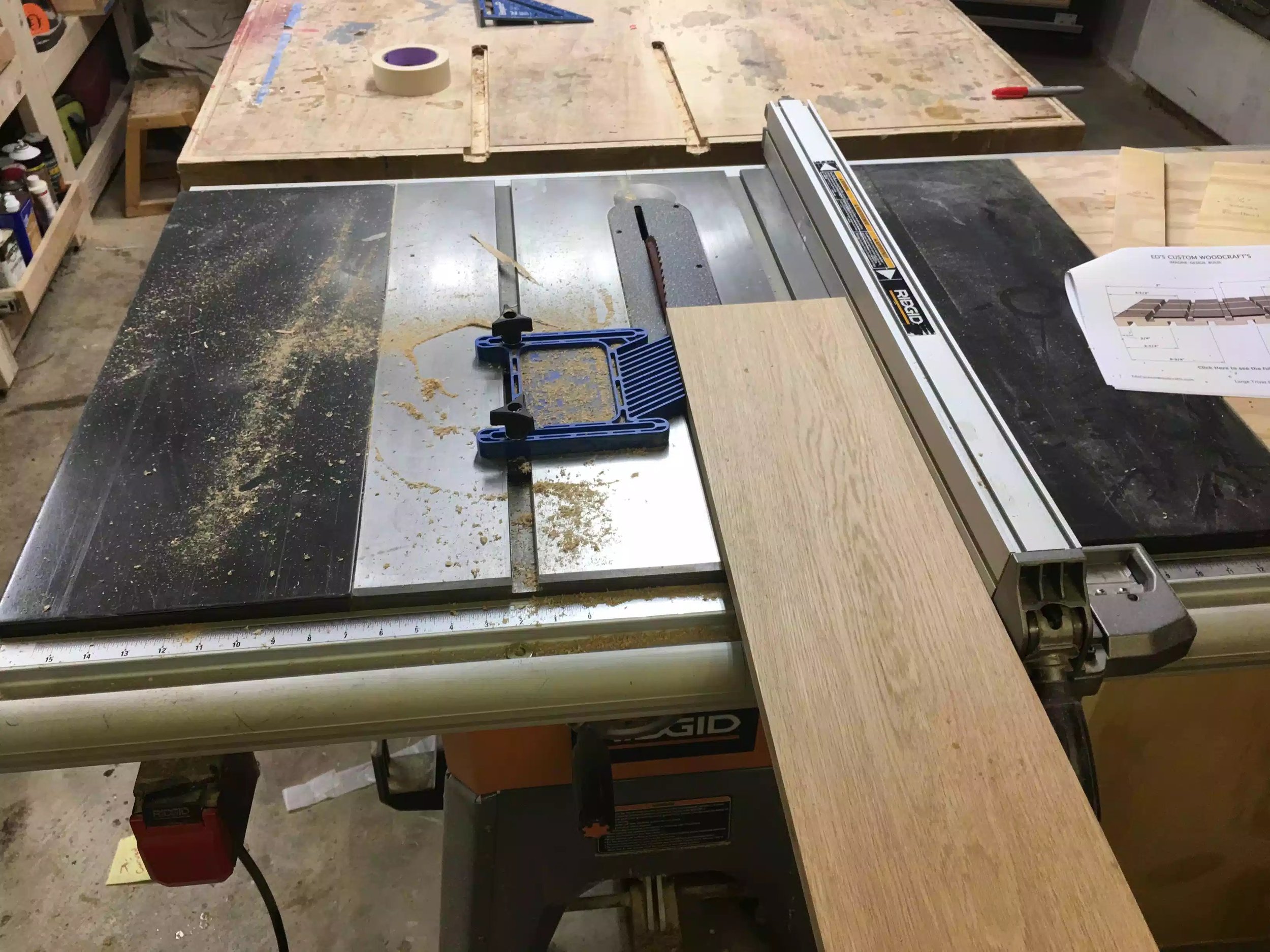 I used my feather-board to make sure that the board didn’t move away from the rip fence, I also used a rip blade for this process.