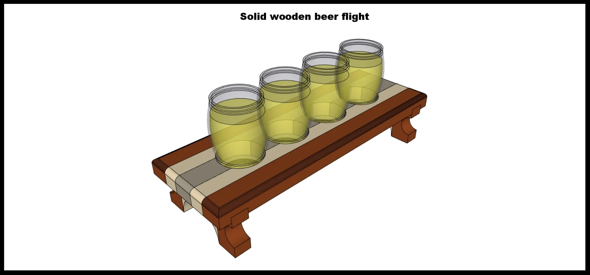 As you can see from the picture the feet will be housed in a groove beneath the flight itself which will provide a lot of stability for all the beer it will hold. This picture also demonstrates how the glasses will be held.