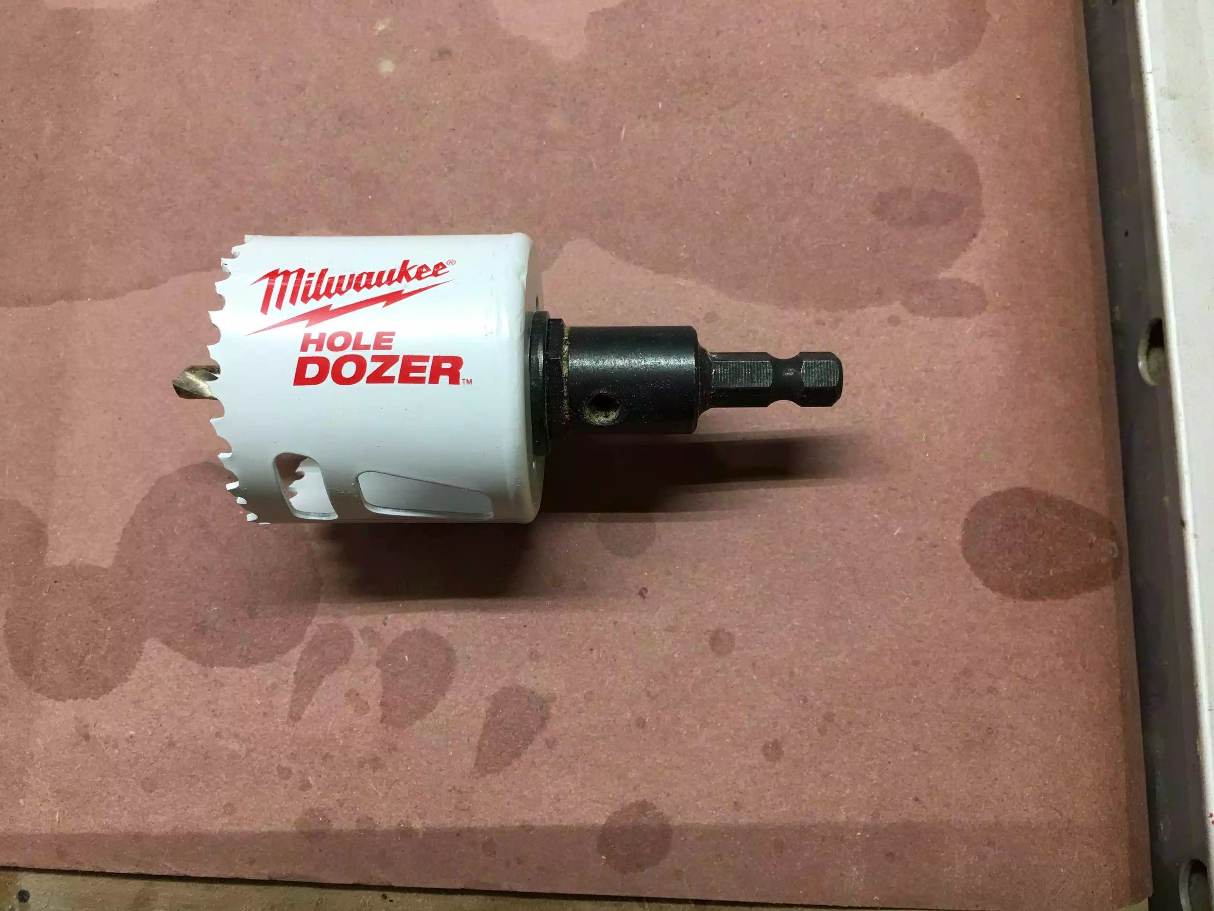 Here is a close-up of the 2” diameter hole saw.