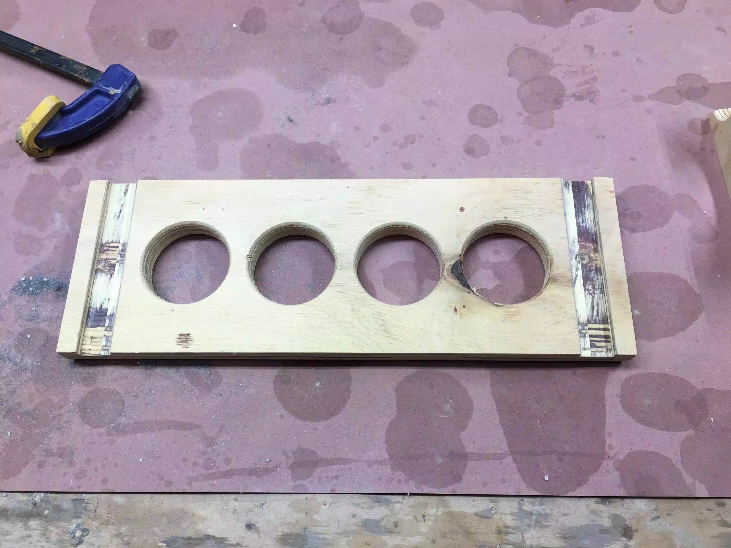 Here is the bottom face of top and you can see the 3/4” wide dado that is also 1/4” deep into the top.