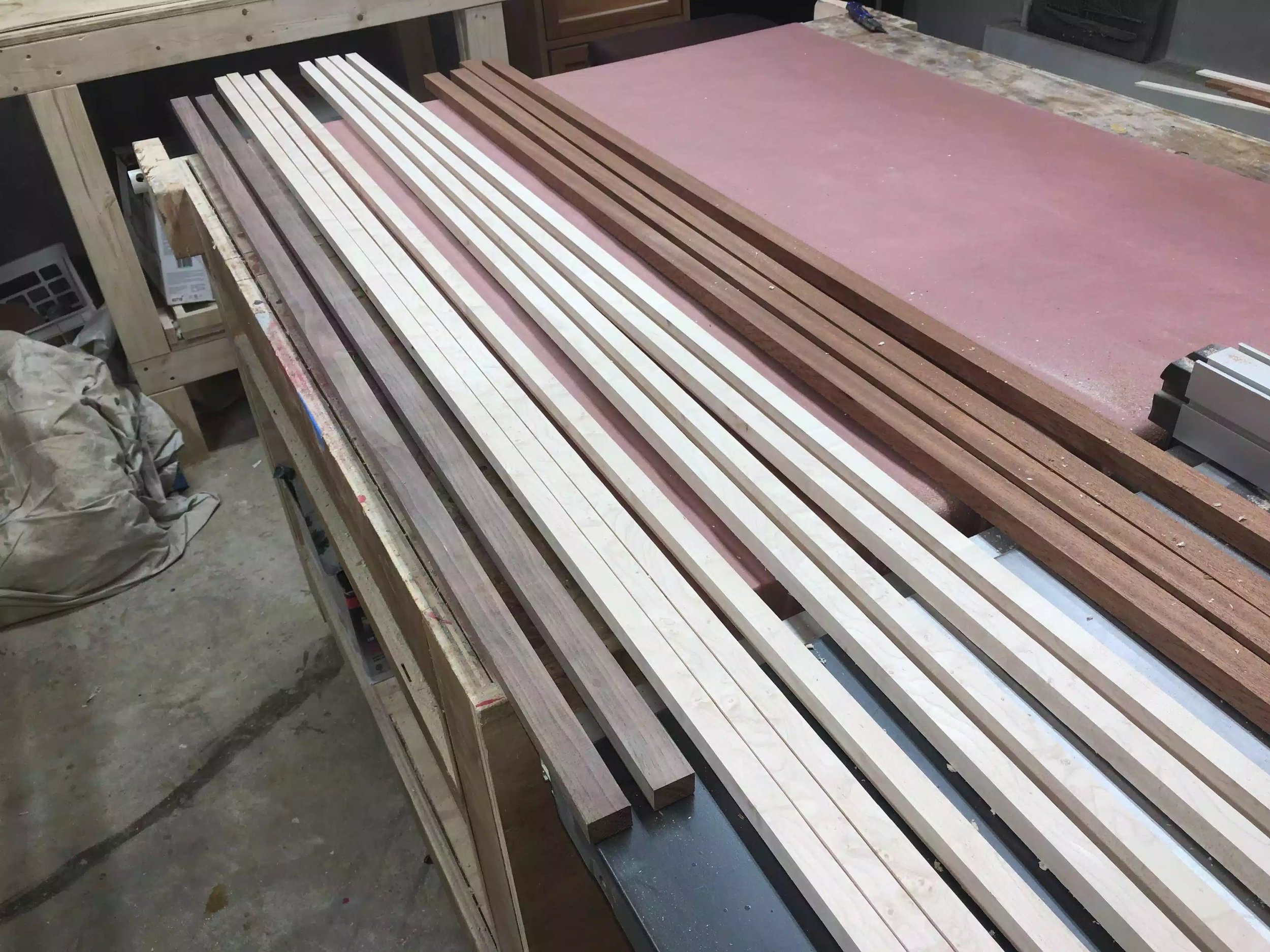 Here are all the pieces ripped and came out great as there was no burn marks on the wood as I used a rip blade.