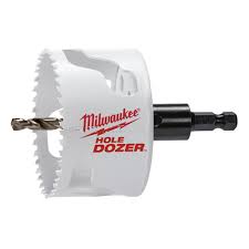 As you can the drill bit in the center of the hole saw is there to make sure that cut is centered, but was easily fixed as it unscrewed from the saw.