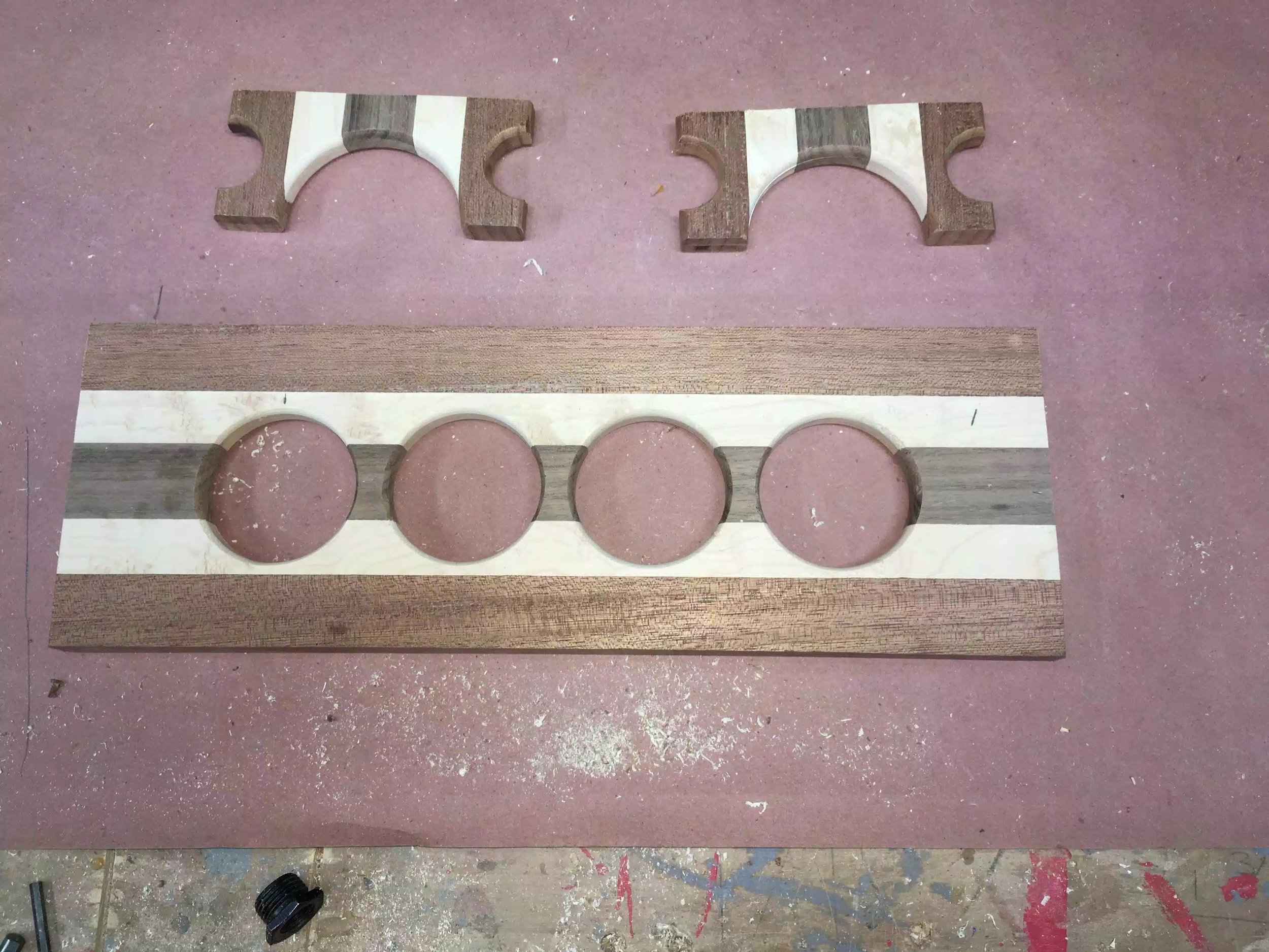 Here are all 3 pieces routered and I have to say look great, I also added the same profile to the top side of the large flight piece but I didn’t do the bottom face as I will need to add a dado groove in there next.
