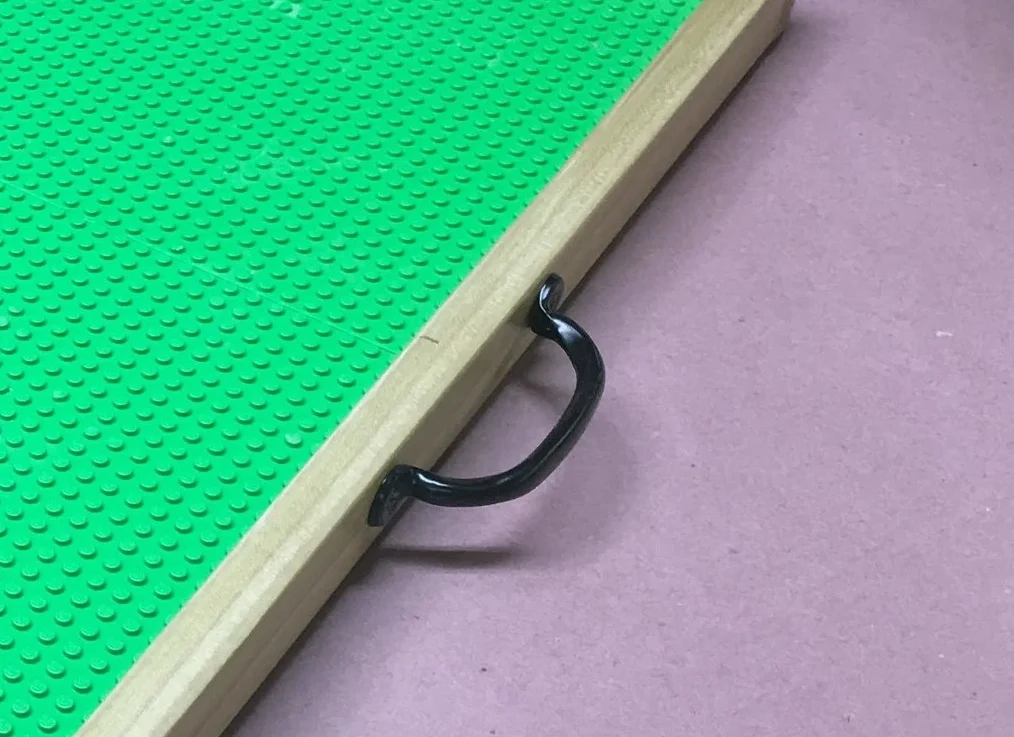 I had wanted to use handles that I made for a project during the summer that I had left over but they were too big to fit on the 1-1/2” wide sides of the trays frame, but these will do.