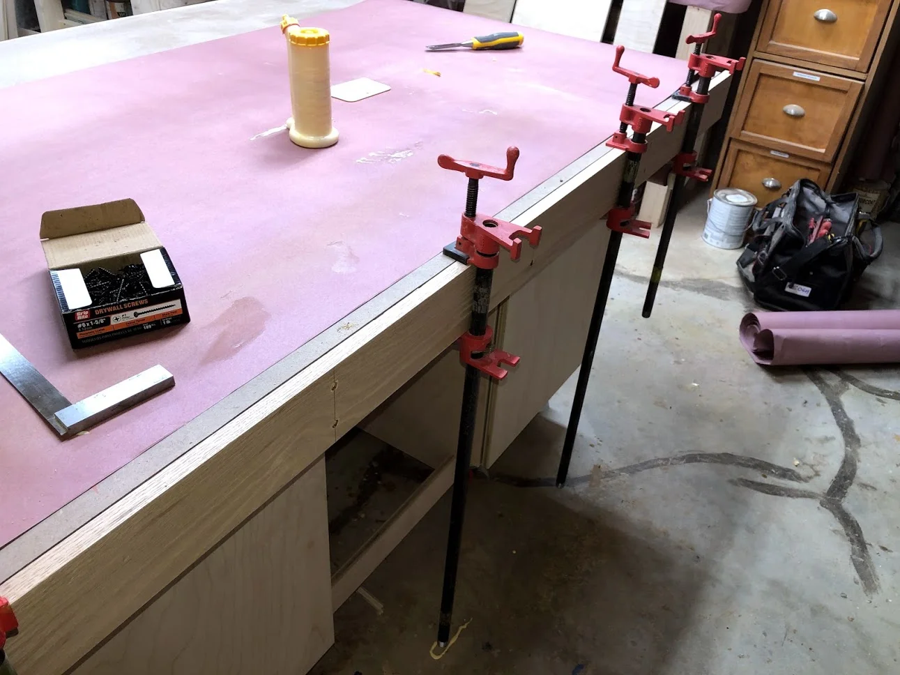 Here you can see the trim balancing on the clamps, just need to add screws.
