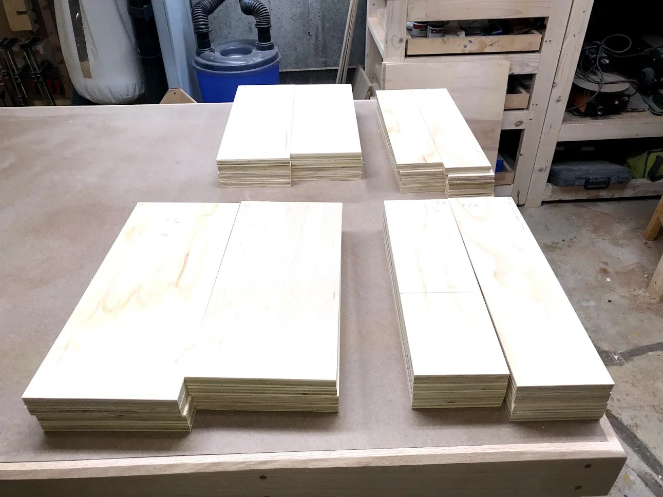 Drawer frame cut to size, since I am using 4 different heights of drawer that is why there is 4 lots of parts.