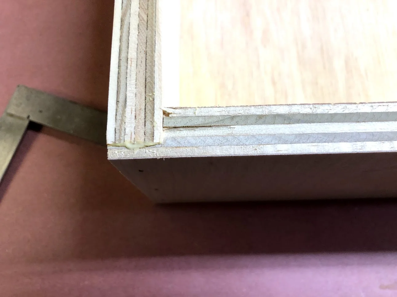 Here is a close-up of the rabbet joint on the front of the drawer