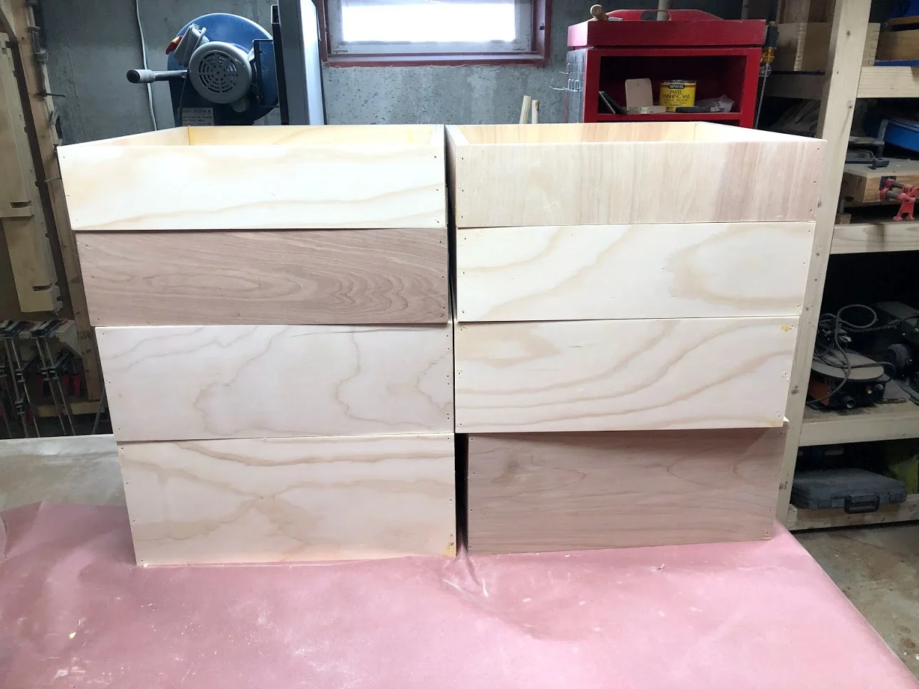 All 8 drawers are assembled and ready for installation