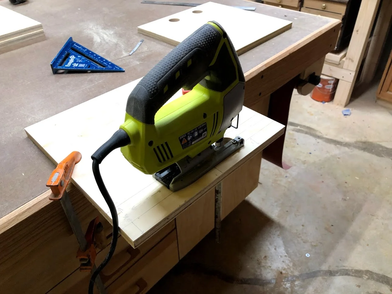 I used my layout lines to remove the material between the two holes that were cut.