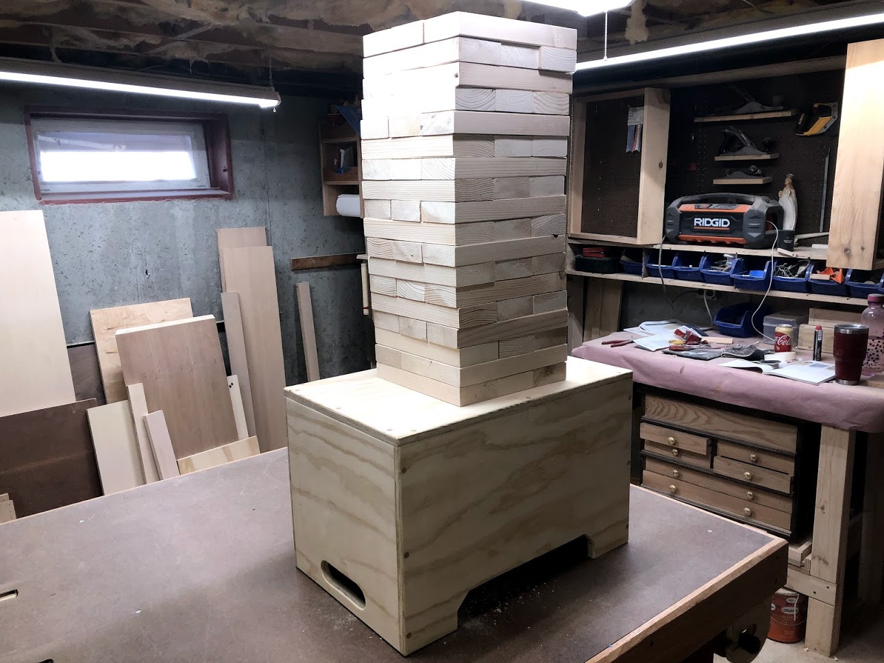 Hand Made Wooden Jenga Game Set, Blocks and Case Wood NICE!