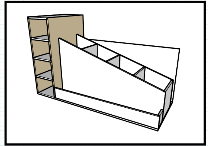 This is the section of the cart that I will be working on first, The Vertical Storage Shelves. Its the brown highlighted section.