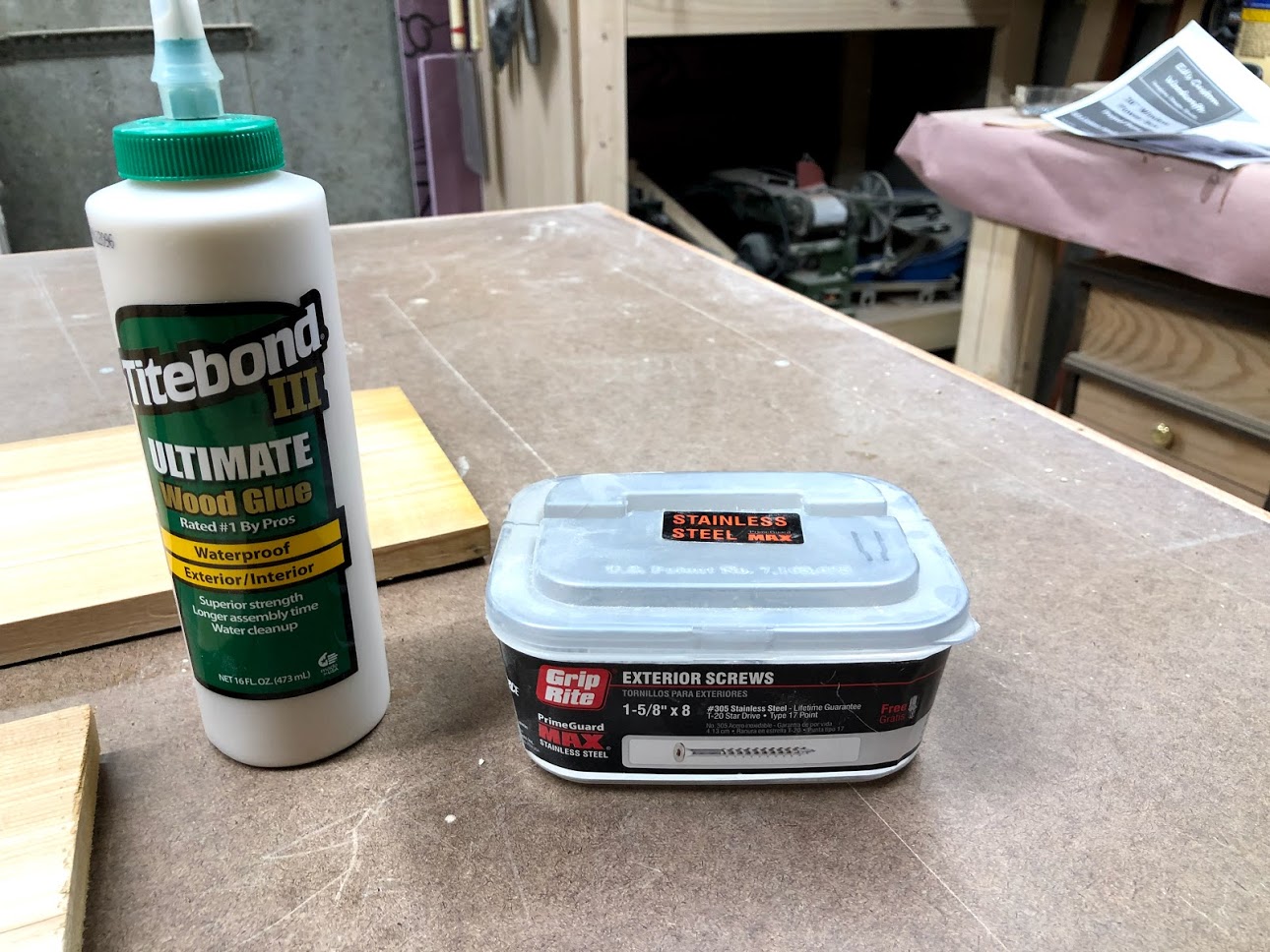 Here is the wood glue and steel screws, I wont need that many screws maybe 10 or so.