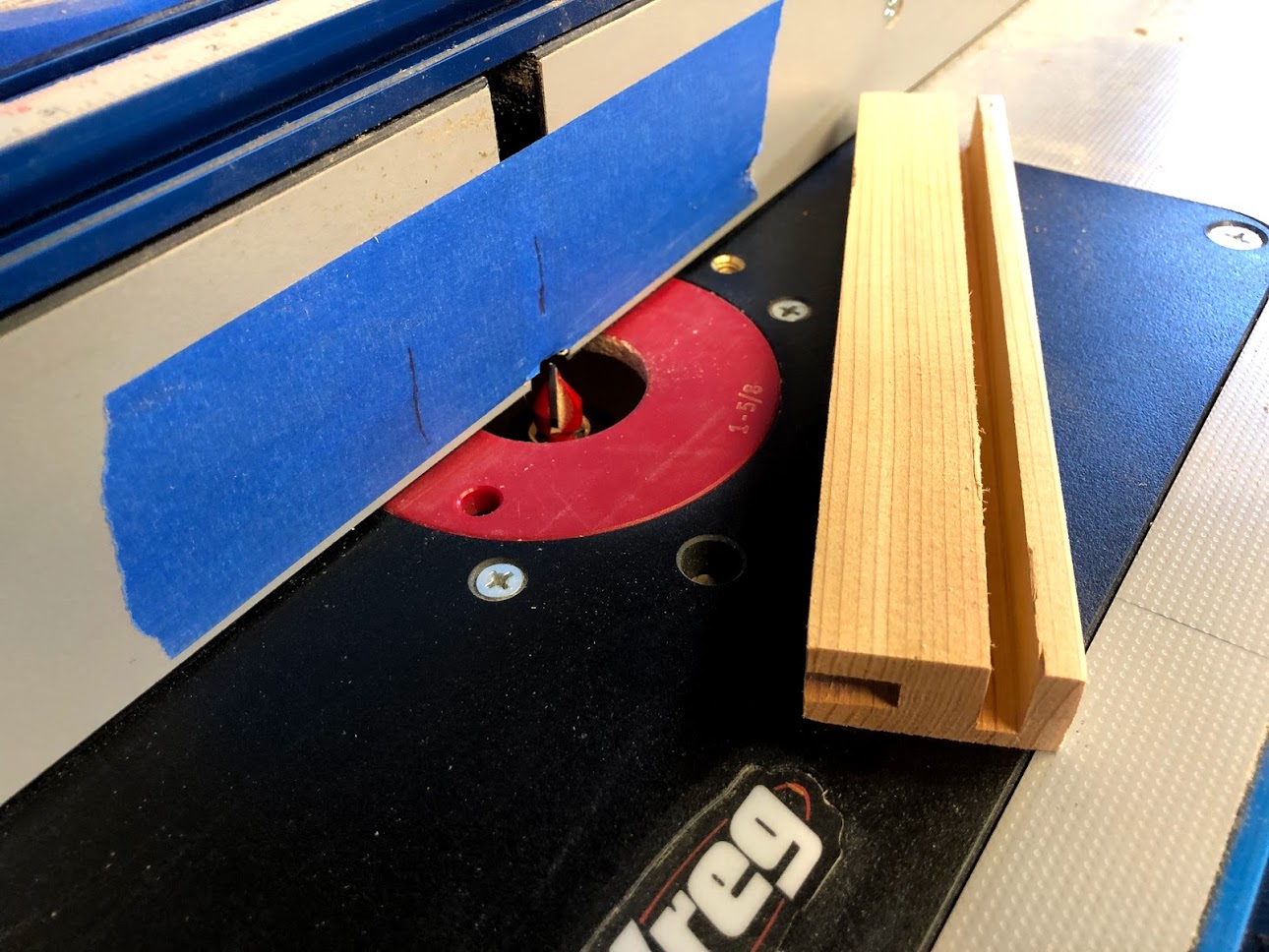 Here is an image of the “V GROOVE” bit in the router.