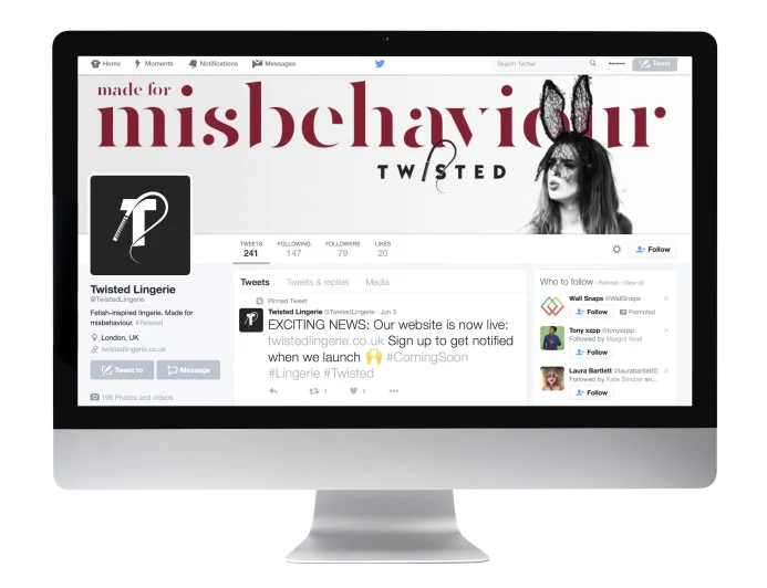 The branding on display on Twisted Lingerie’s Twitter account upon launch