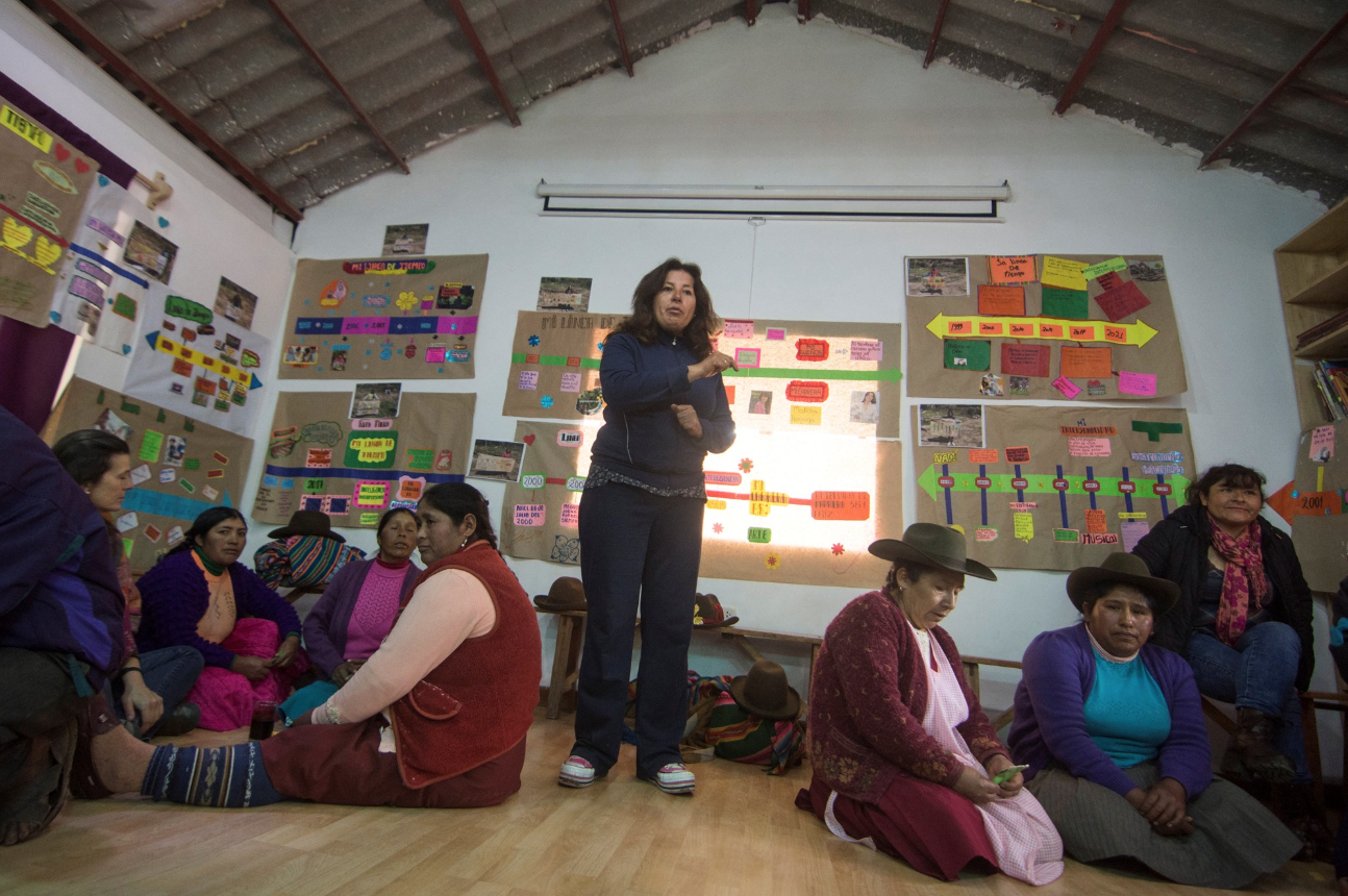 The parents split up into groups to work together for the session.