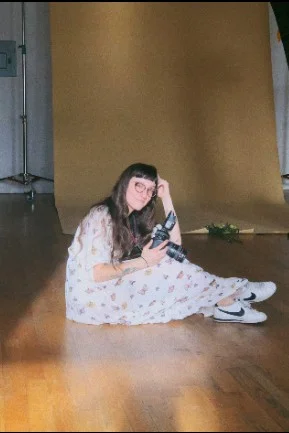 The artist herself on set in Starr Street Studio A