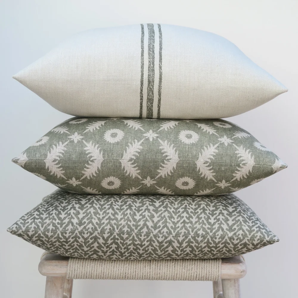 Peony and Sage Forest Green Dutch Multi Stripe Cushion — TRUDESIGNS